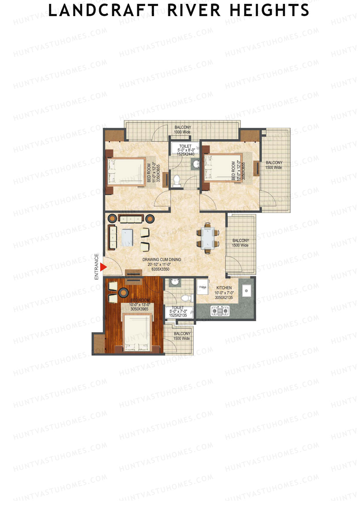 Landcraft River Heights Tower 16 Unit 3 (Type F) Floor Plan