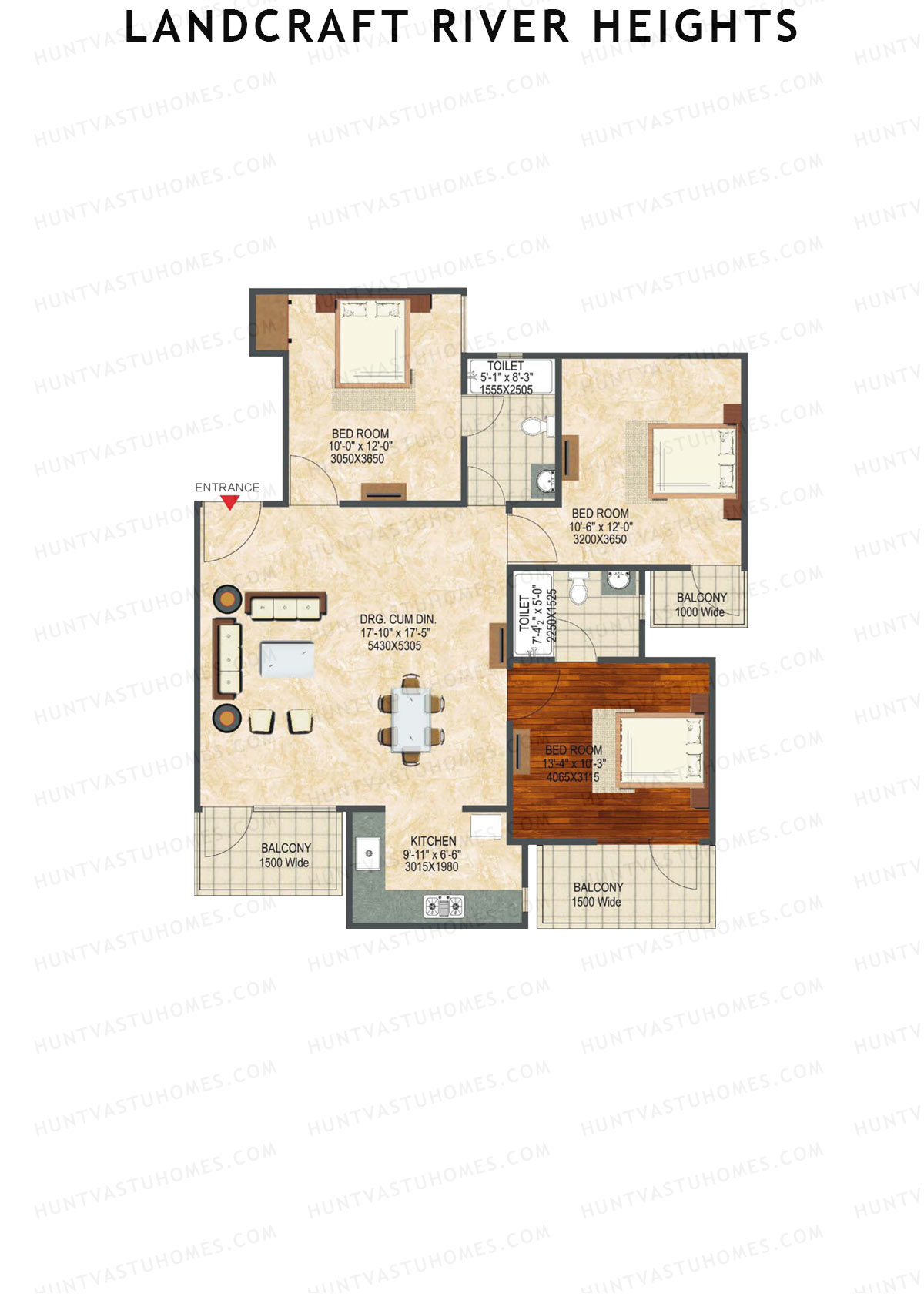 Landcraft River Heights Tower 16 Unit 4 (Type E1Y) Floor Plan