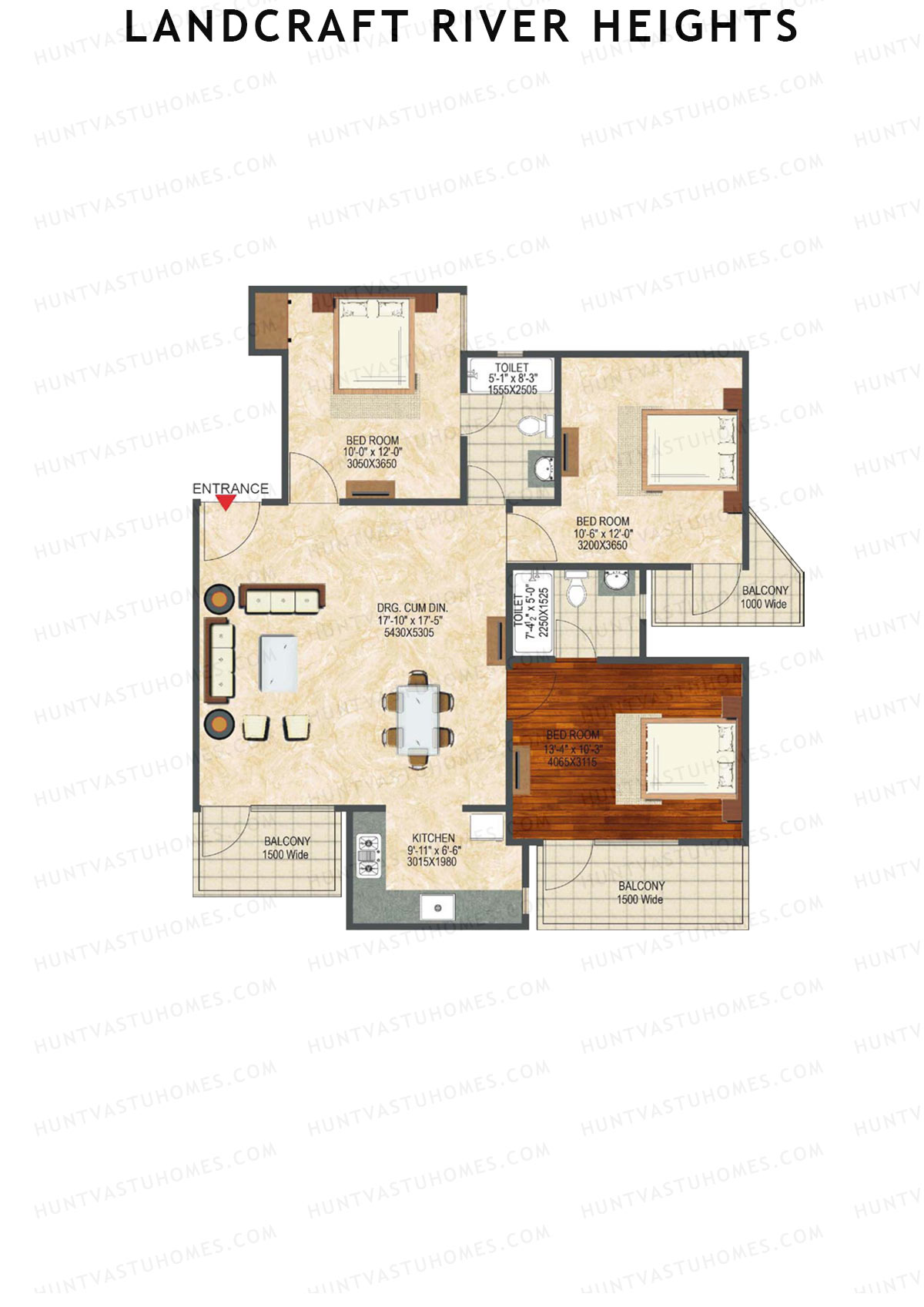 Landcraft River Heights Tower 16 Unit 4 (Type E1Y) Floor Plan