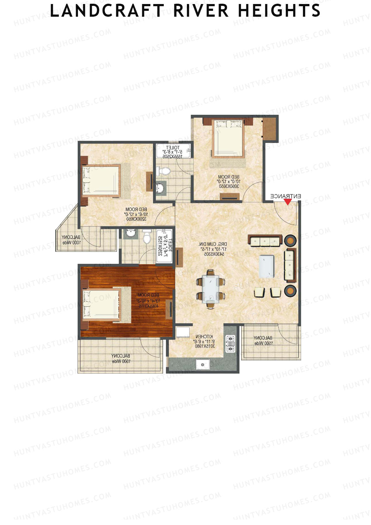 Landcraft River Heights Tower 16 Unit 5 (Type E1X) Floor Plan