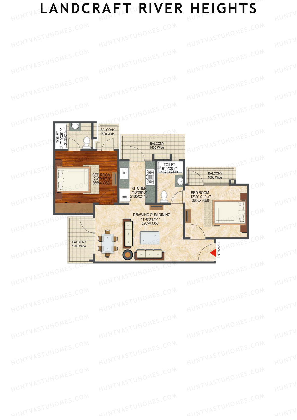 Landcraft River Heights Tower 16 Unit 7 (Type B1) Floor Plan