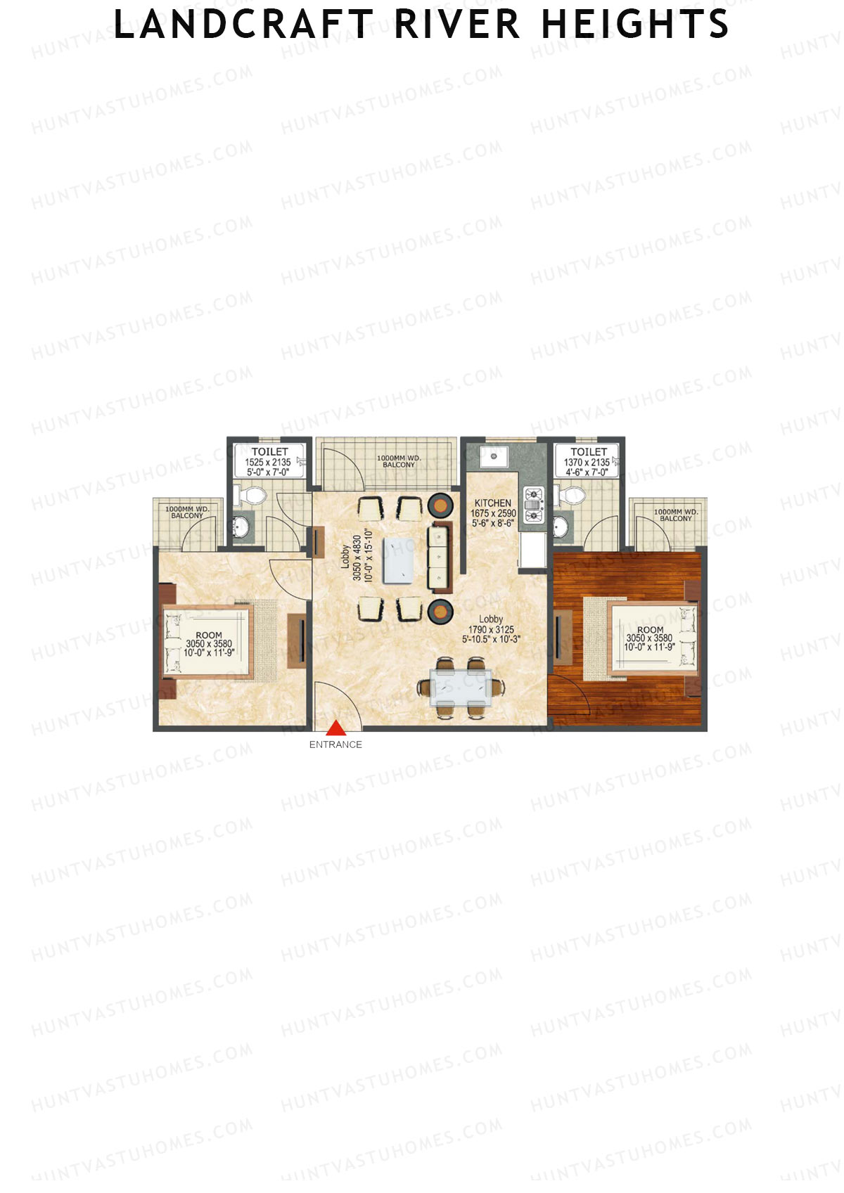 Landcraft River Heights Tower 17 Unit 2 (Type 1) Floor Plan