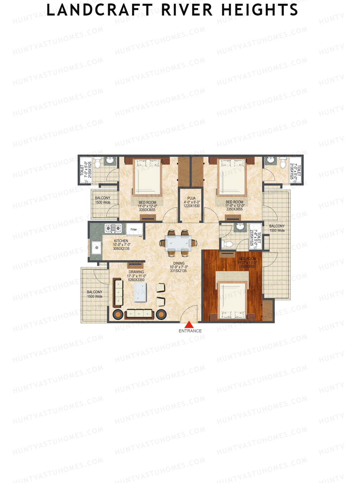 Landcraft River Heights Tower 19 Unit 1 (Type A) Floor Plan