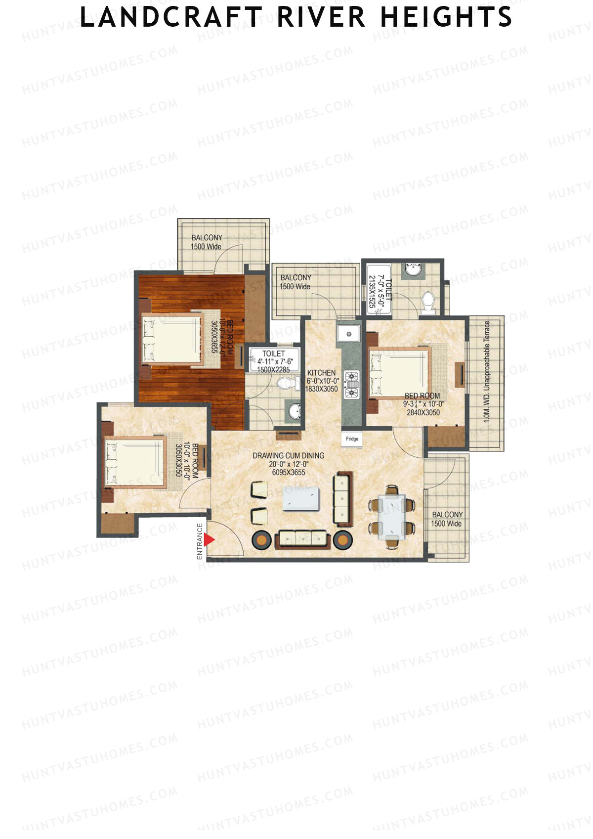 Landcraft River Heights Tower 19 Unit 2 (Type CZ) Floor Plan