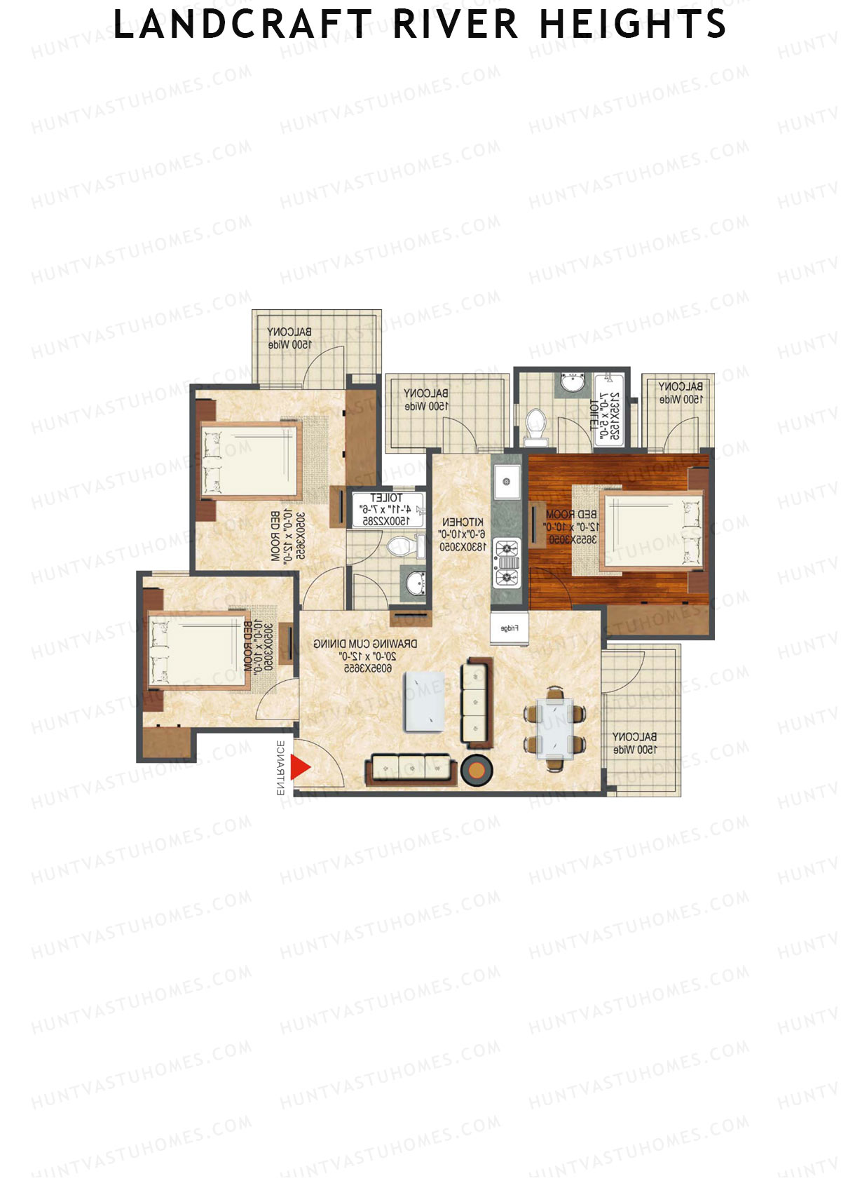 Landcraft River Heights Tower 19 Unit 2 (Type CZ) Floor Plan