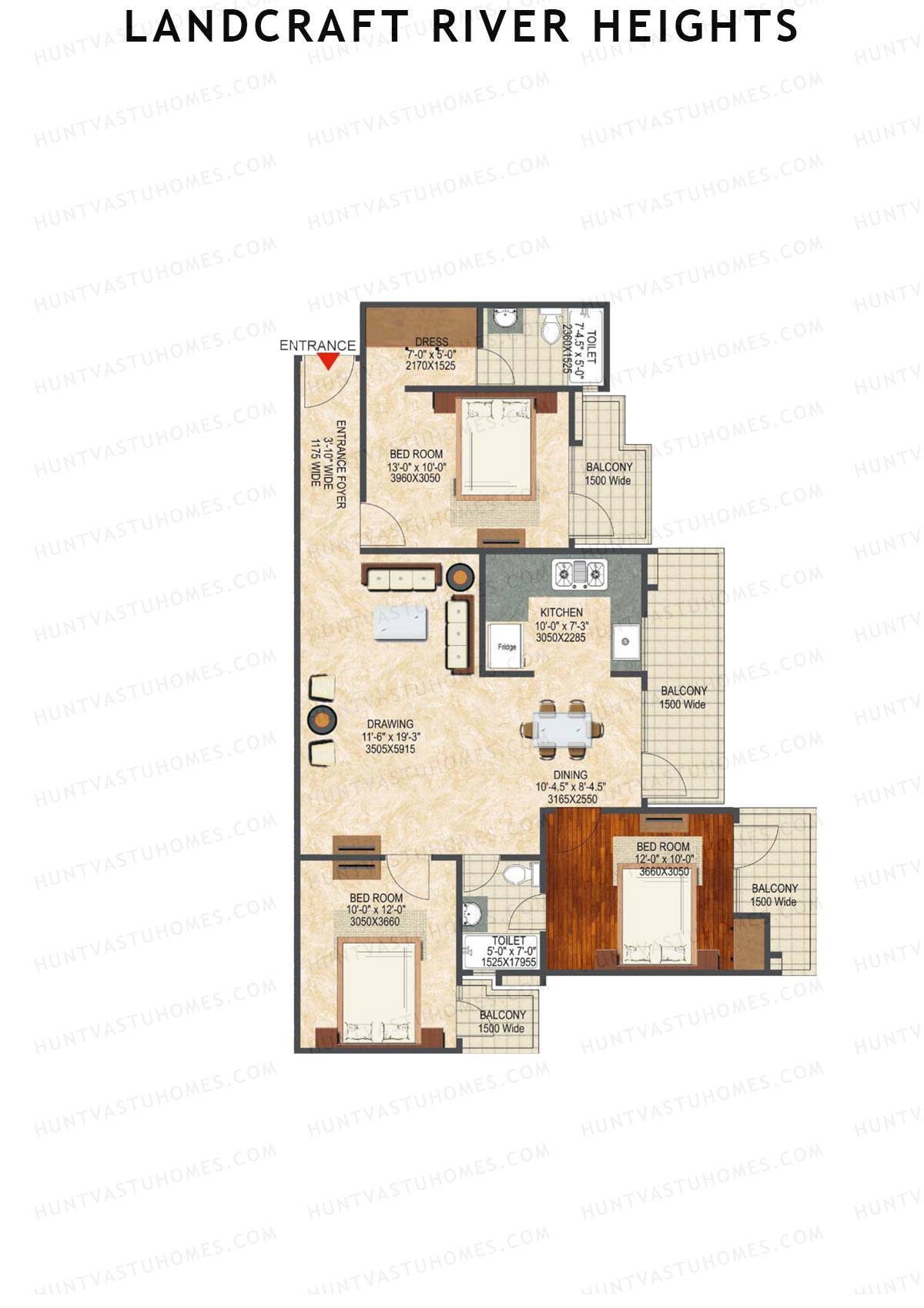 Landcraft River Heights Tower 19 Unit 4 (Type D) Floor Plan