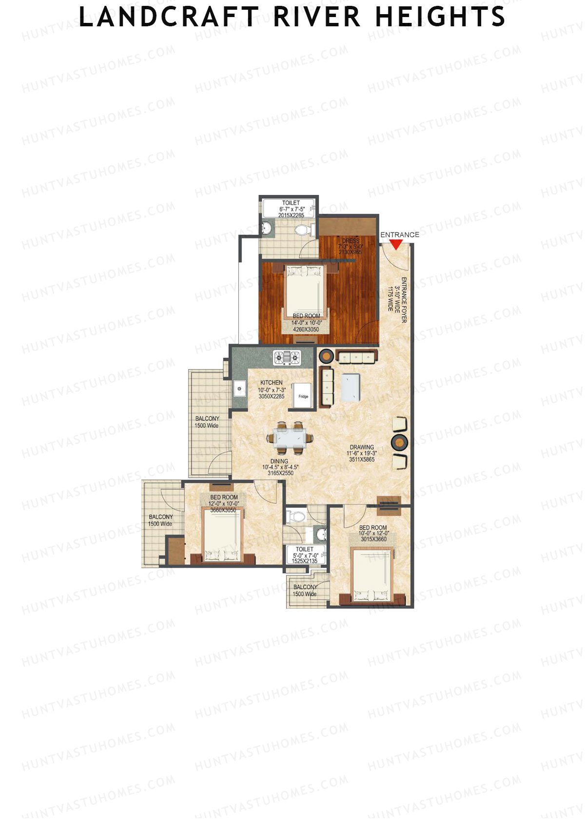 Landcraft River Heights Tower 19 Unit 5 (Type D1) Floor Plan