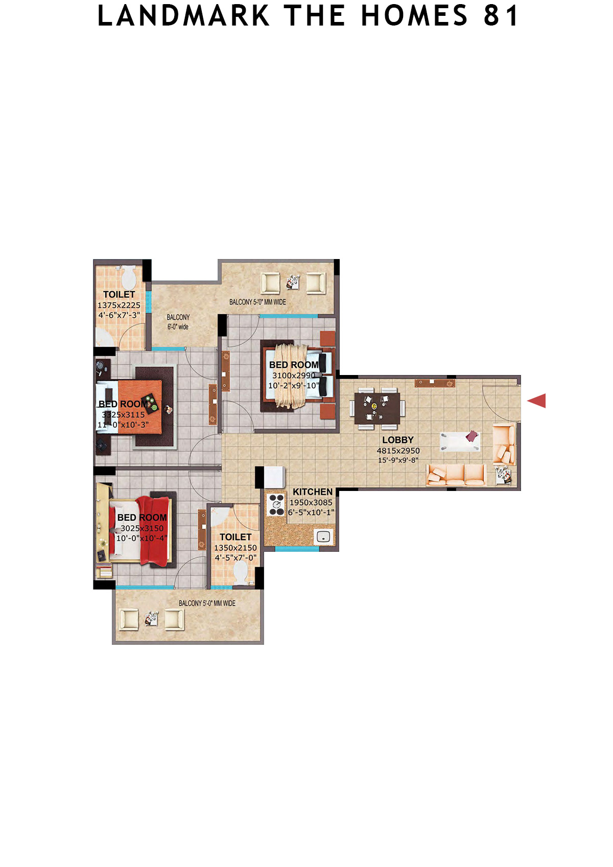 Landmark The Homes 81 Tower C Unit 1 (Type  2) Floor Plan