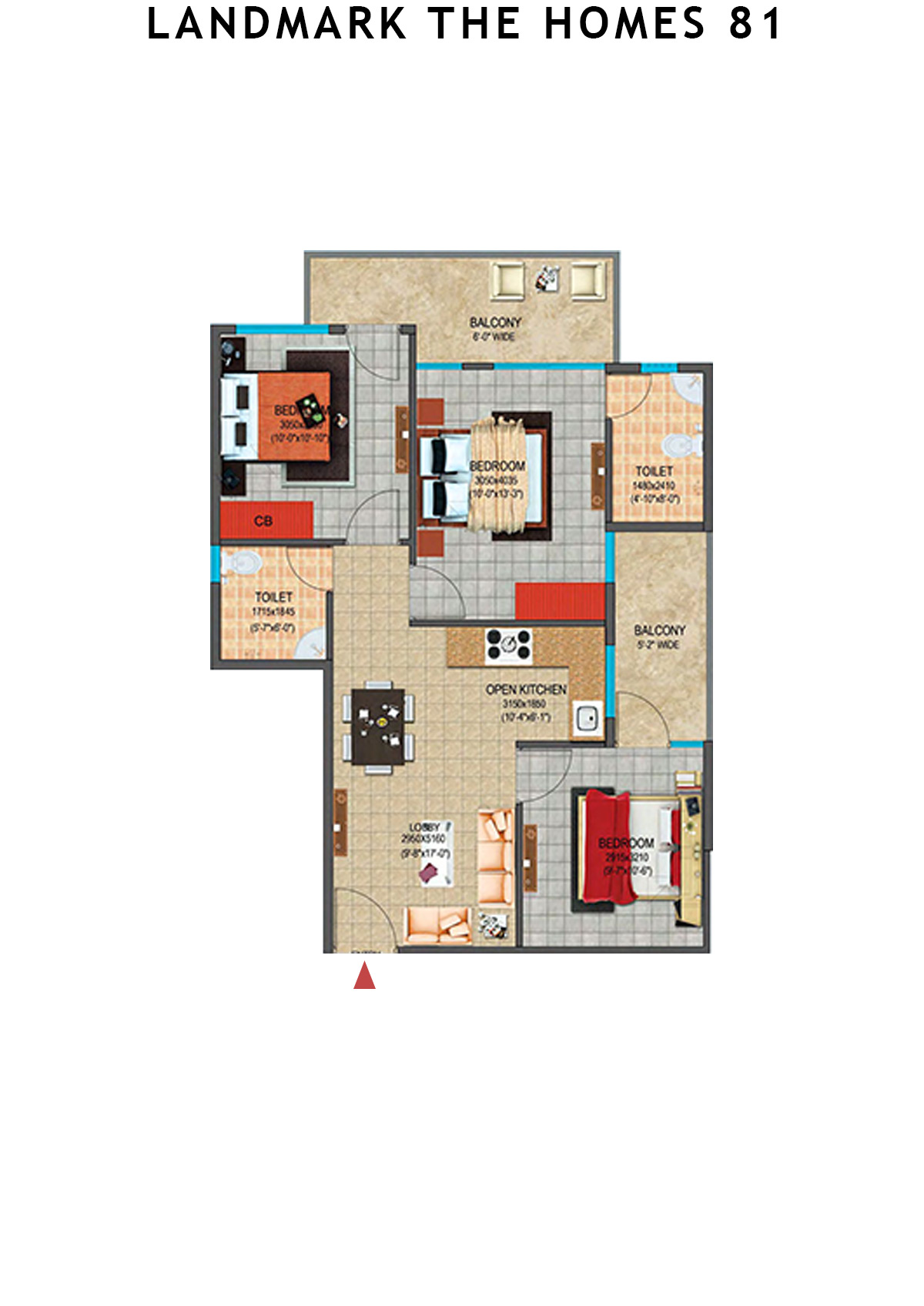 Landmark The Homes 81 Tower C Unit 3 (Type  1) Floor Plan