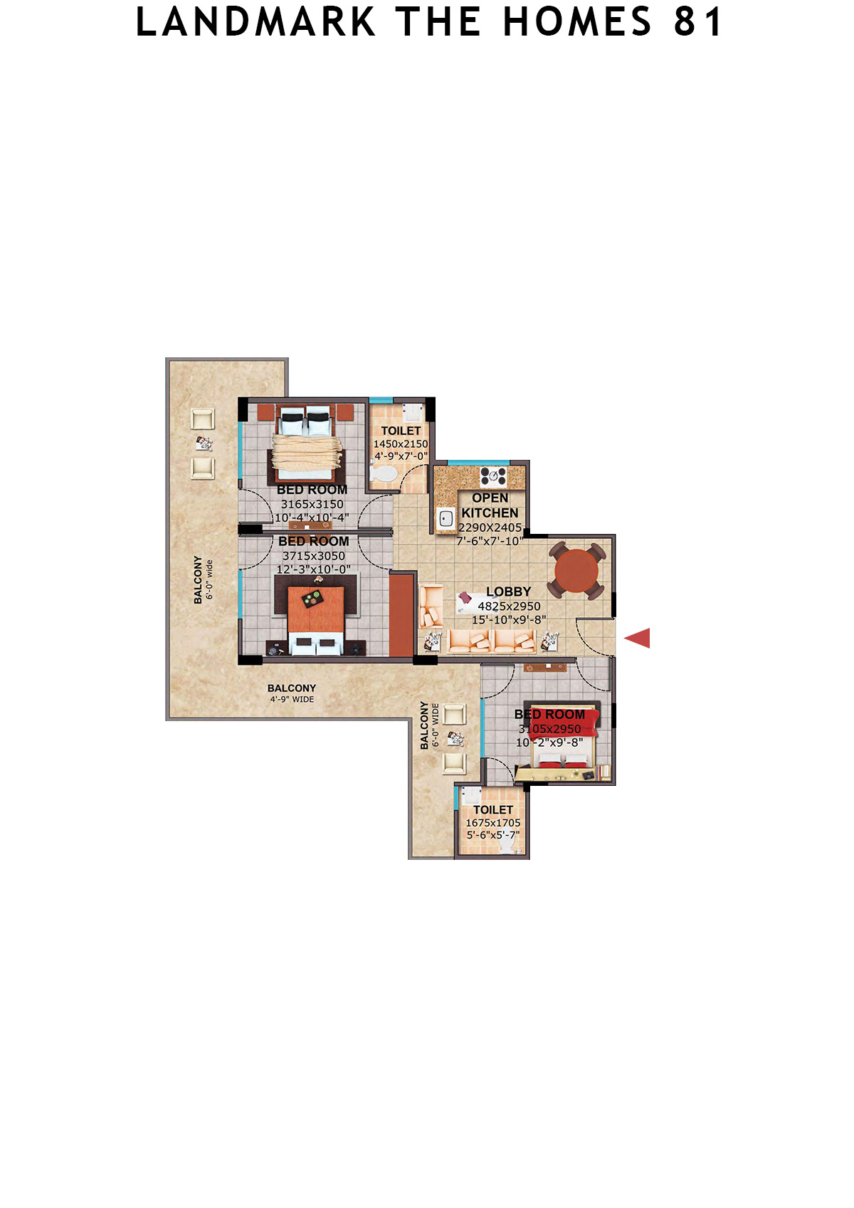 Landmark The Homes 81 Tower F Unit 1 (Type  5) Floor Plan