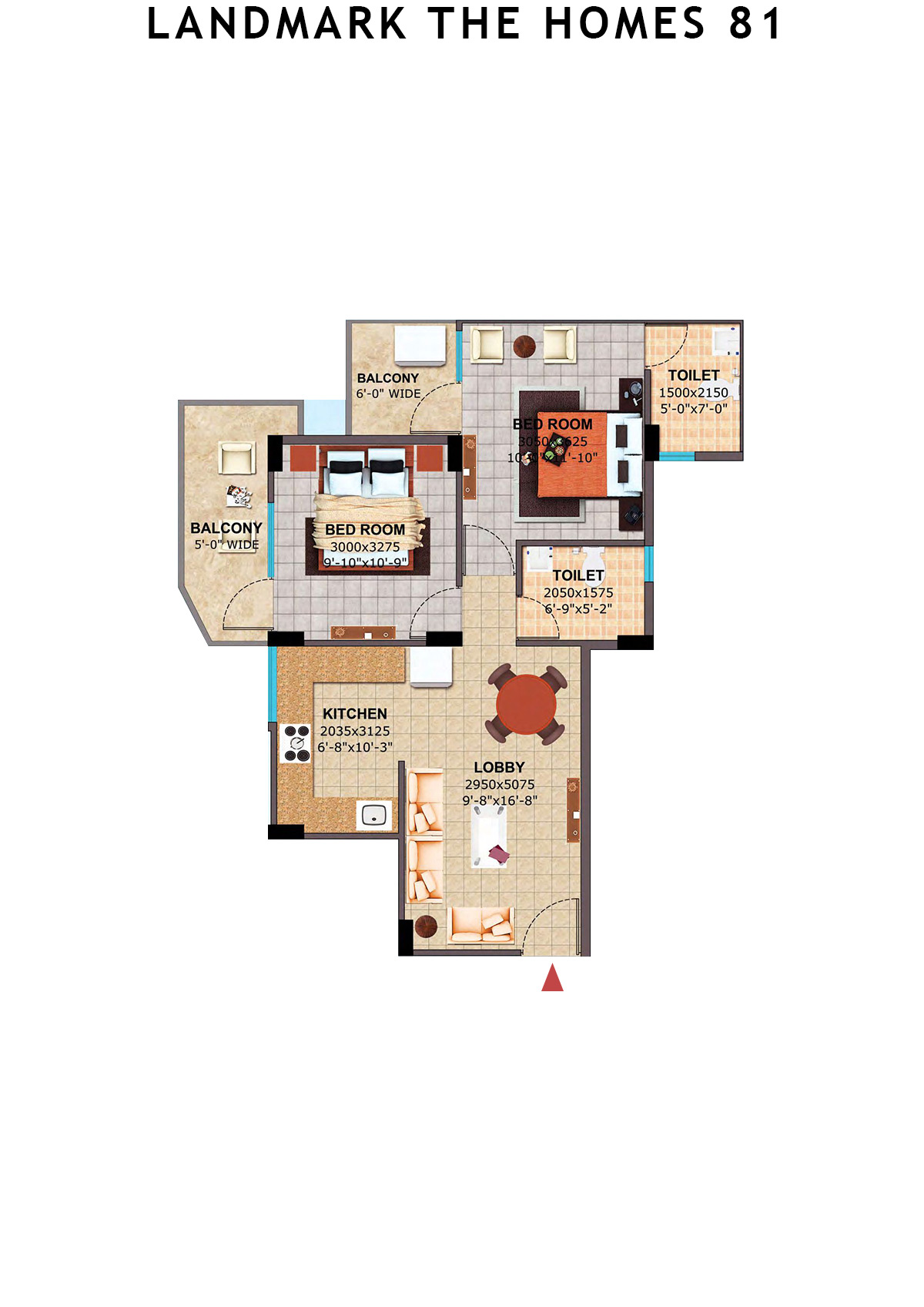 Landmark The Homes 81 Tower F Unit 2 (Type  3) Floor Plan