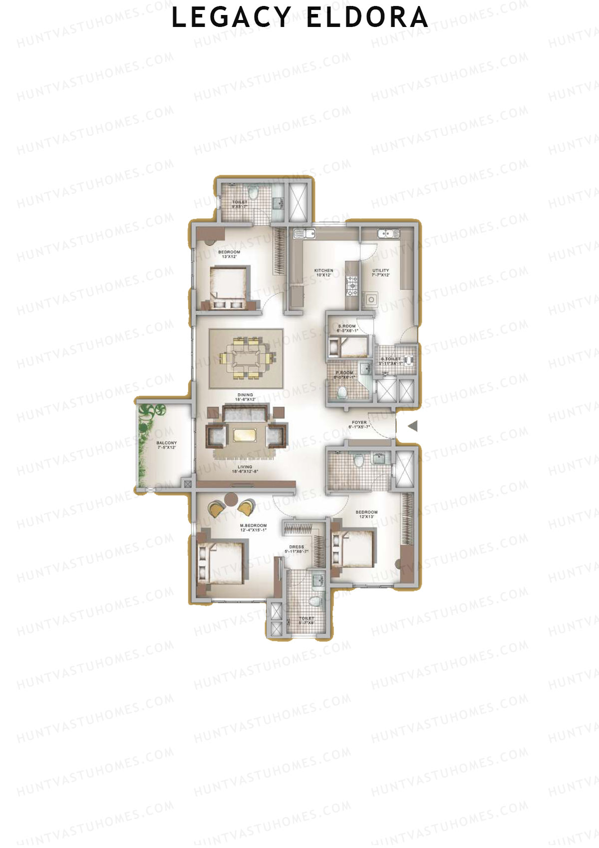 Legacy Eldora Block B Unit 1 (Type 1) Floor Plan