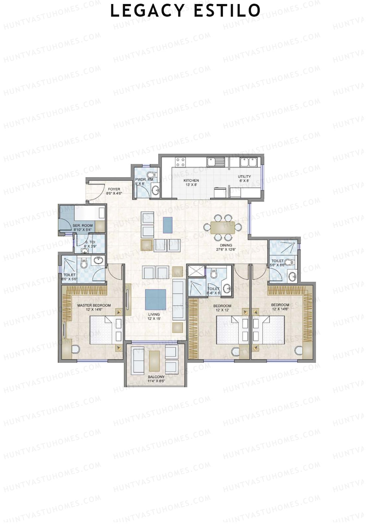 Legacy Estilo Block B Unit 3 (Type 1) Floor Plan