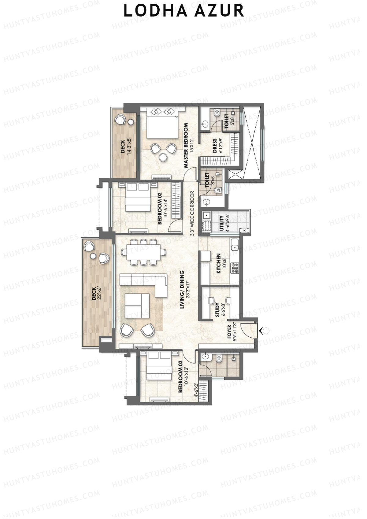 Lodha Azur Tower C Unit 3 Floor Plan