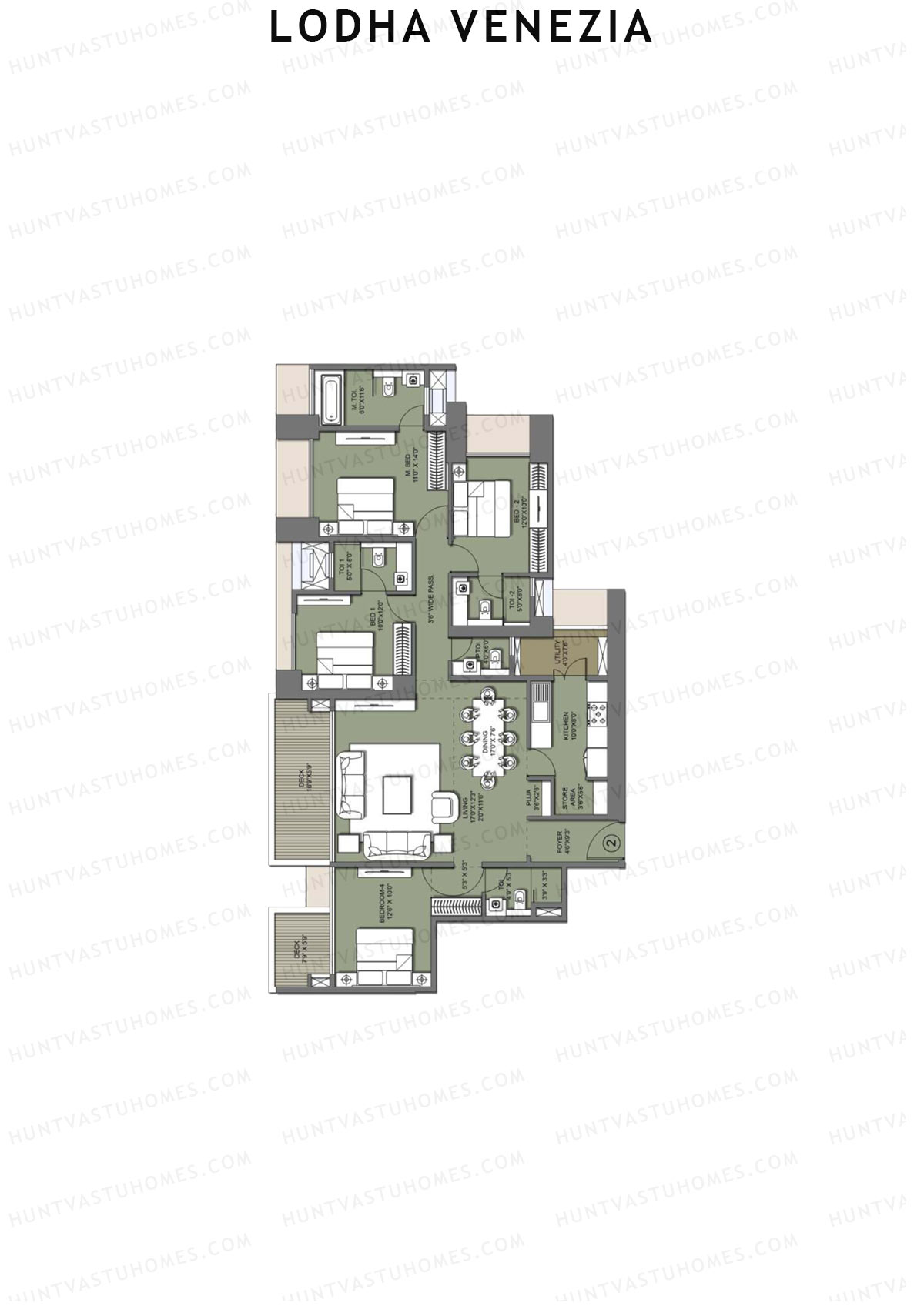 Lodha Venezia Tower East Unit 2 Floor Plan