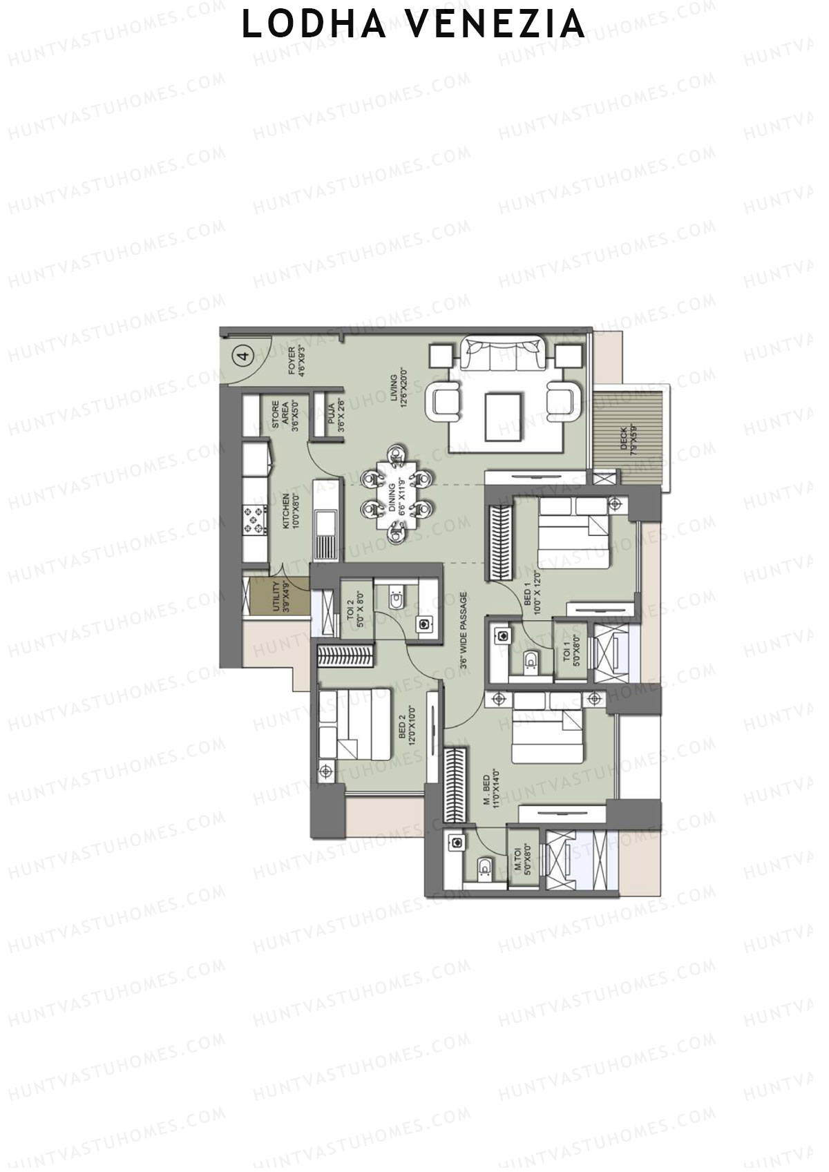 Lodha Venezia Tower East Unit 4 Floor Plan