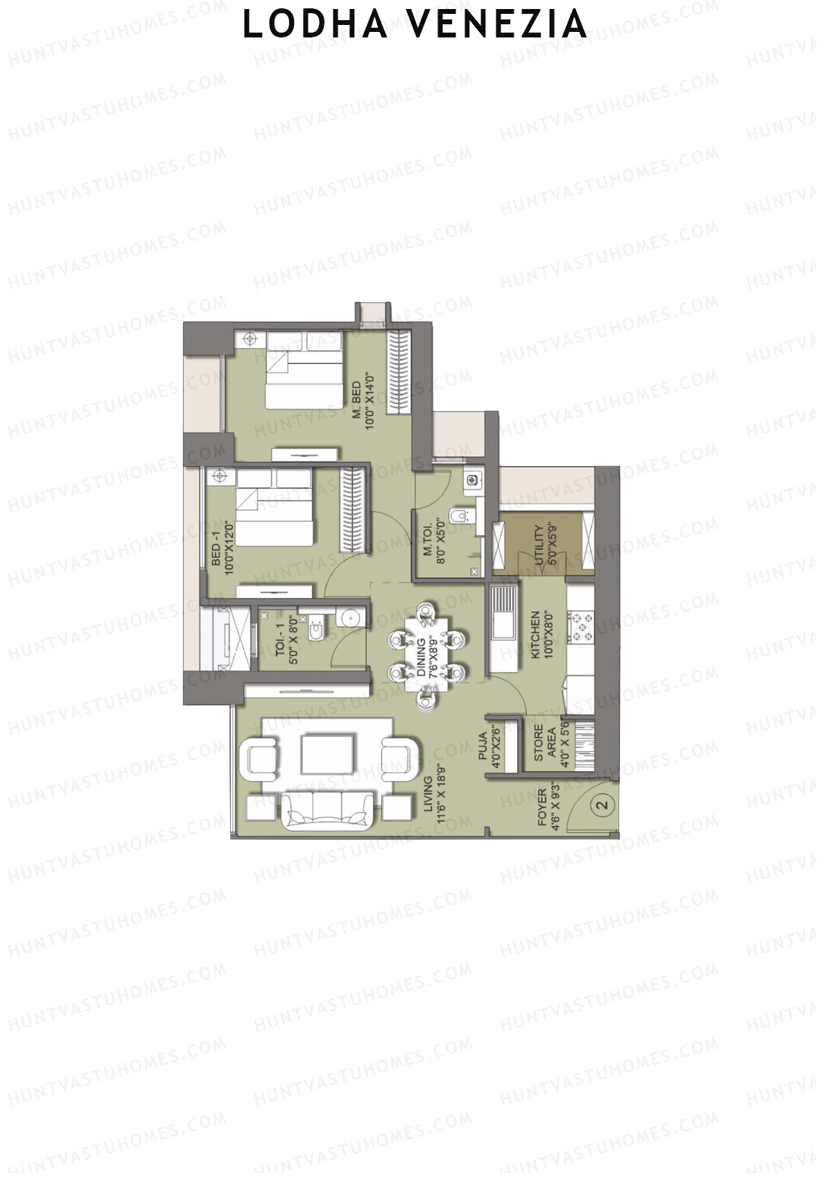 Lodha Venezia Tower West Unit 2 Floor Plan