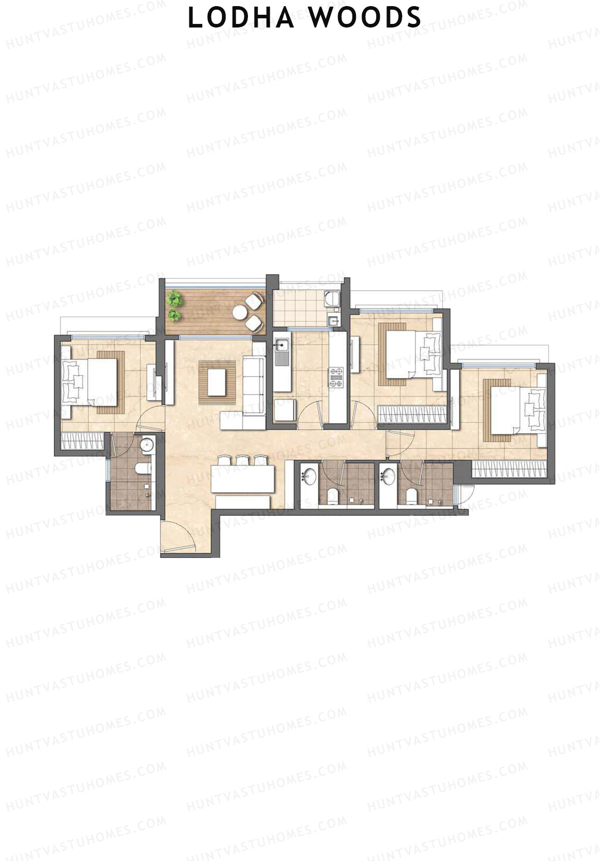 Lodha Woods Tower 1 Unit 2 Floor Plan