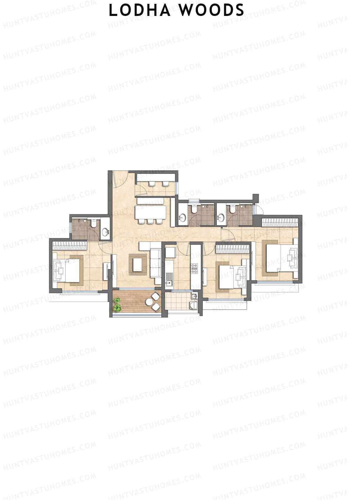 Lodha Woods Tower 1 Unit 3 Floor Plan