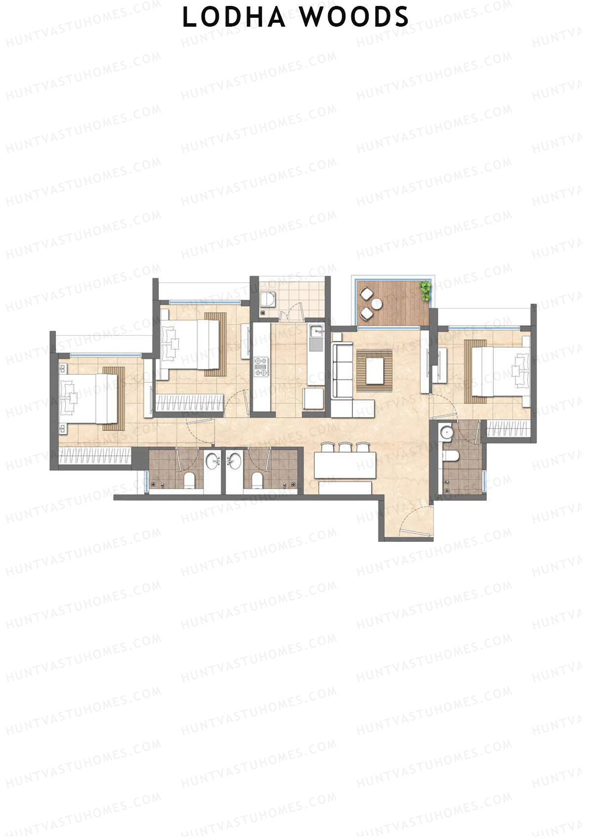 Lodha Woods Tower 2 Unit 1 Floor Plan