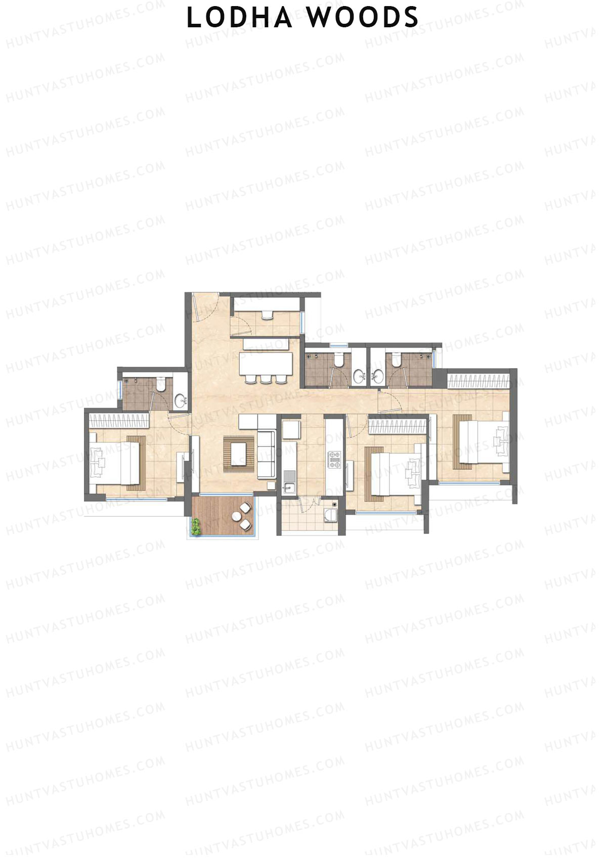 Lodha Woods Tower 2 Unit 3 Floor Plan