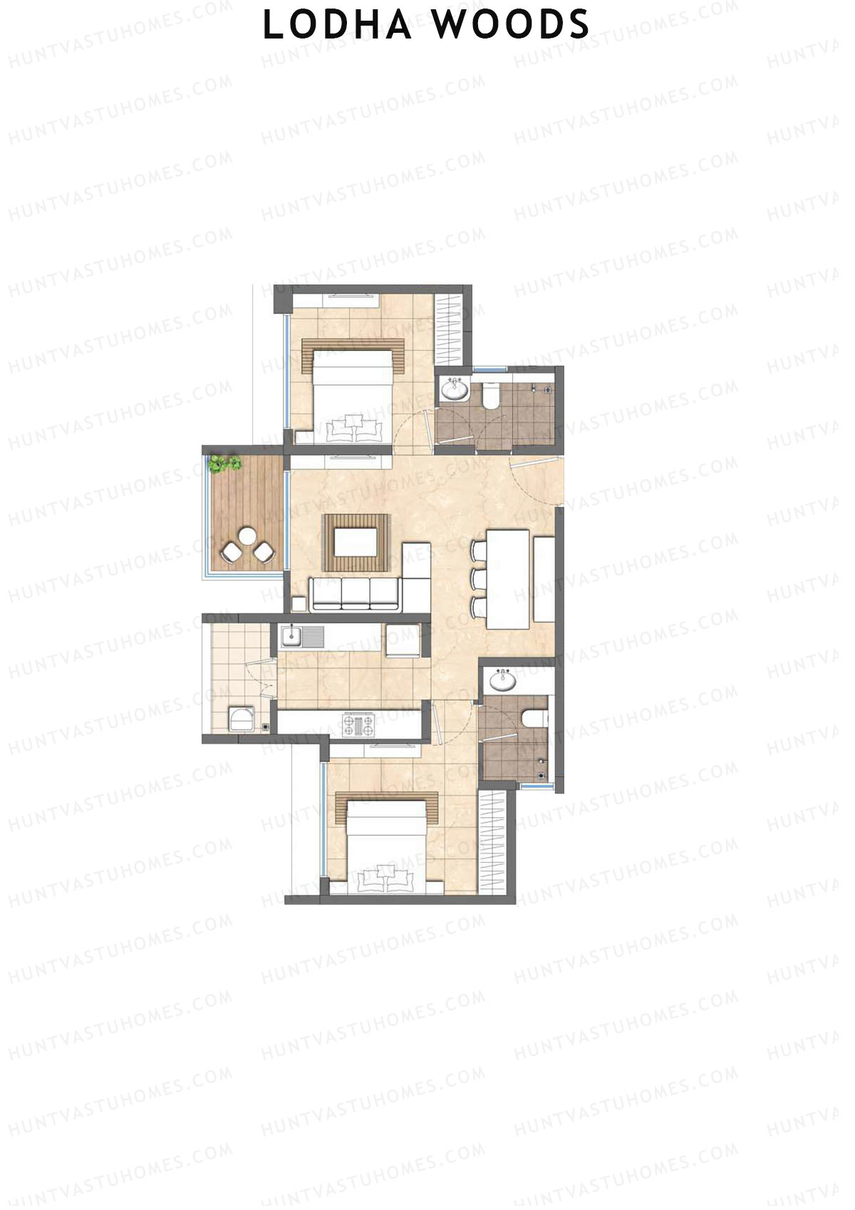 Lodha Woods Tower 4 Unit 3 Floor Plan