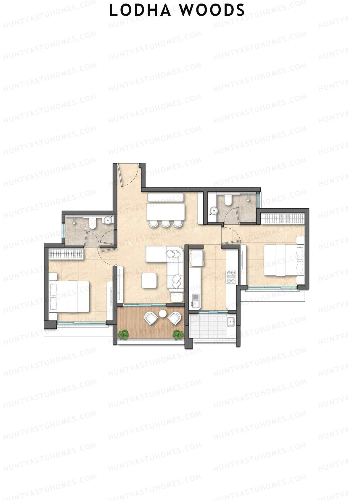 Lodha Woods Tower 7 Unit 3 Floor Plan