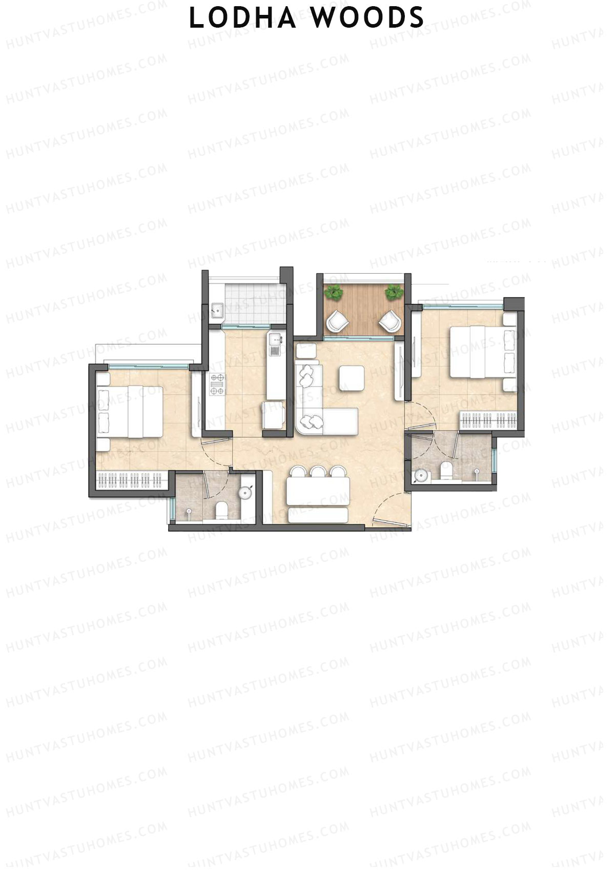 Lodha Woods Tower 8 Unit 3 Floor Plan