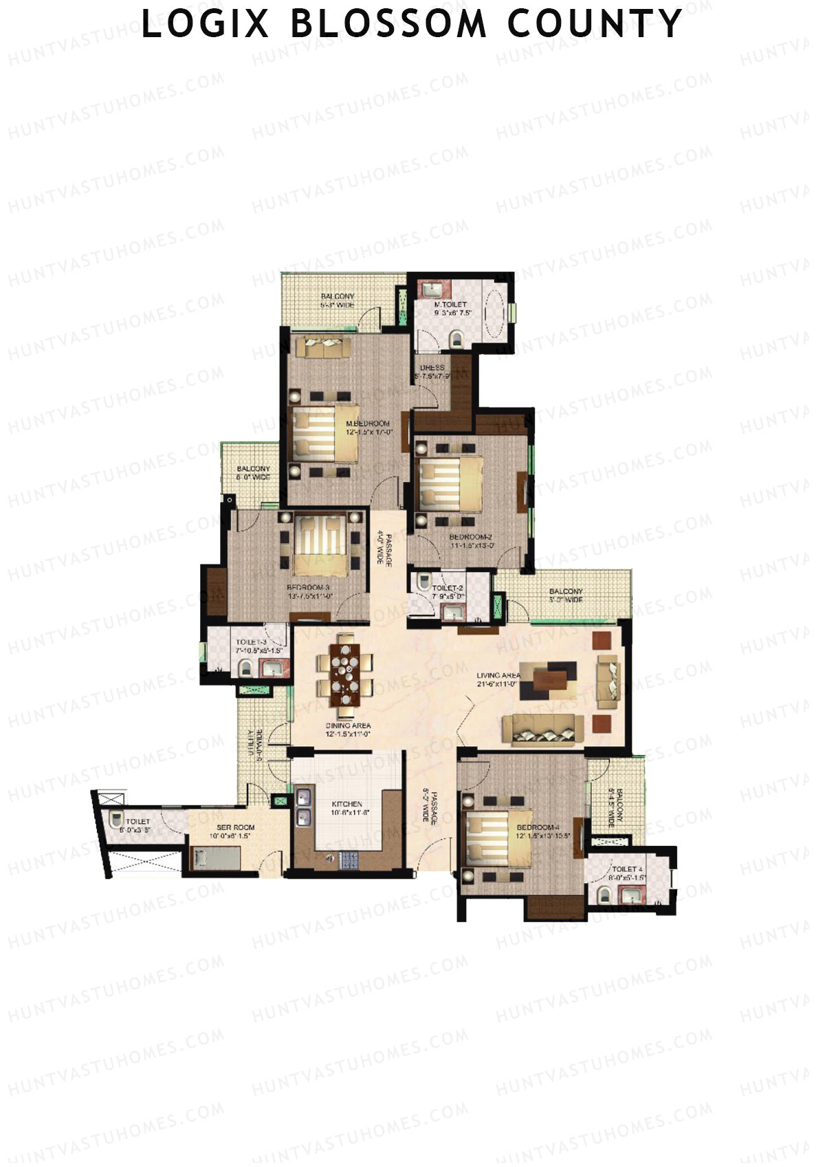 Logix Blossom County Tower C Unit 1 (Type 8) Floor Plan