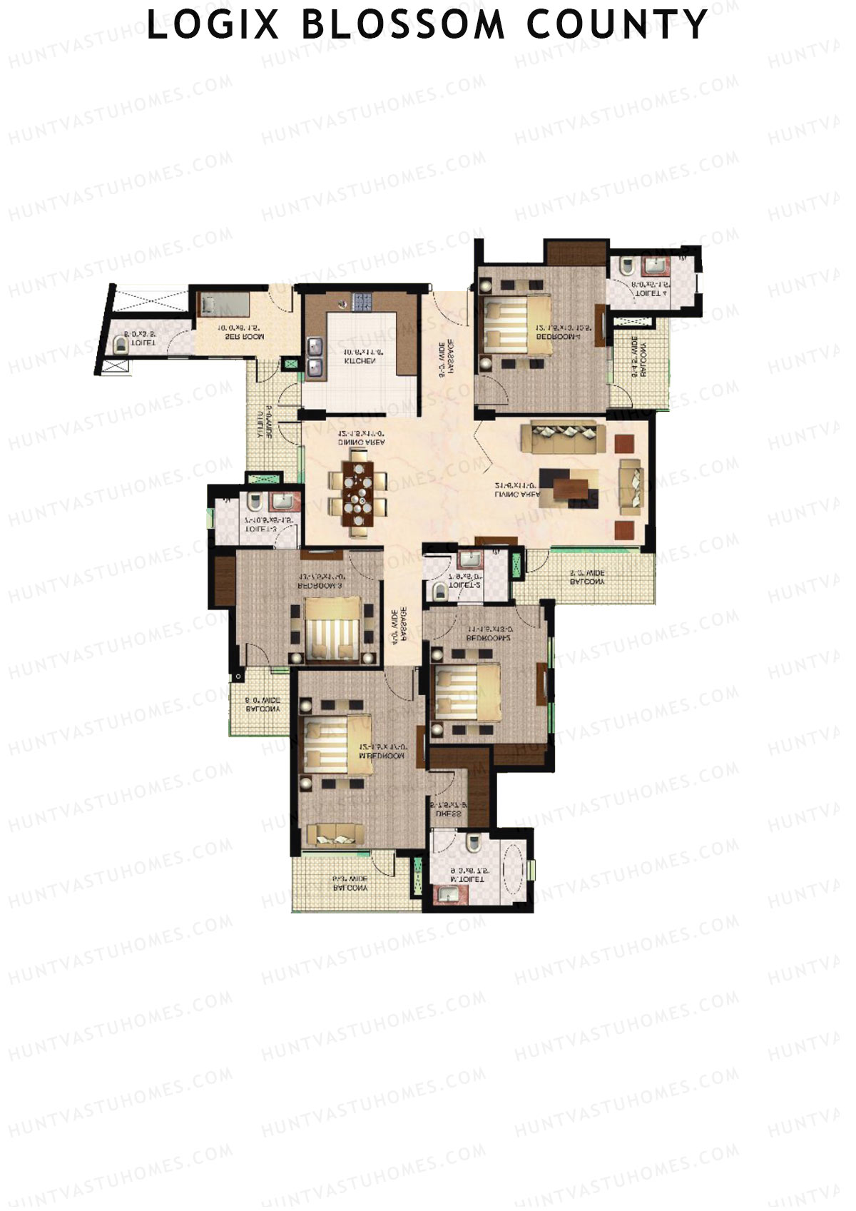 Logix Blossom County Tower C Unit 2 (Type 8) Floor Plan