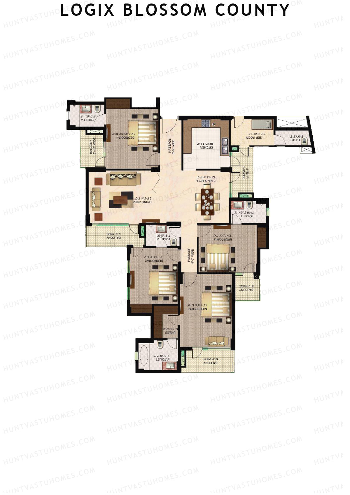 Logix Blossom County Tower C Unit 3 (Type 8) Floor Plan