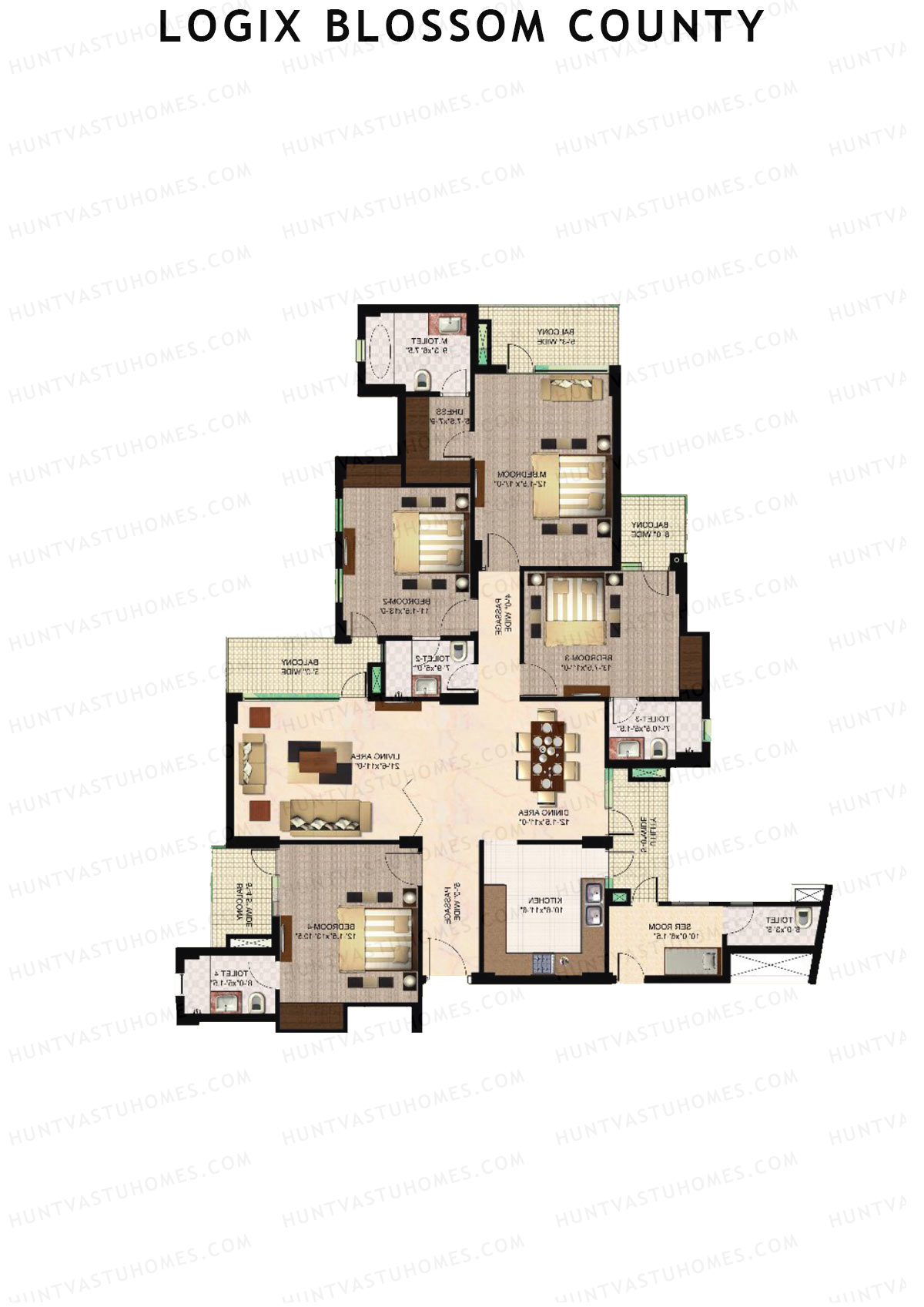 Logix Blossom County Tower C Unit 4 (Type 8) Floor Plan