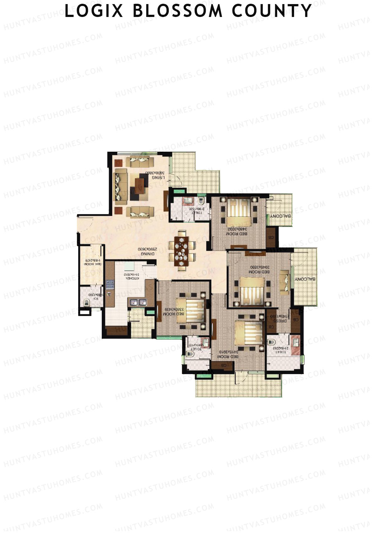 Logix Blossom County Tower D Unit 2 (Type 7) Floor Plan