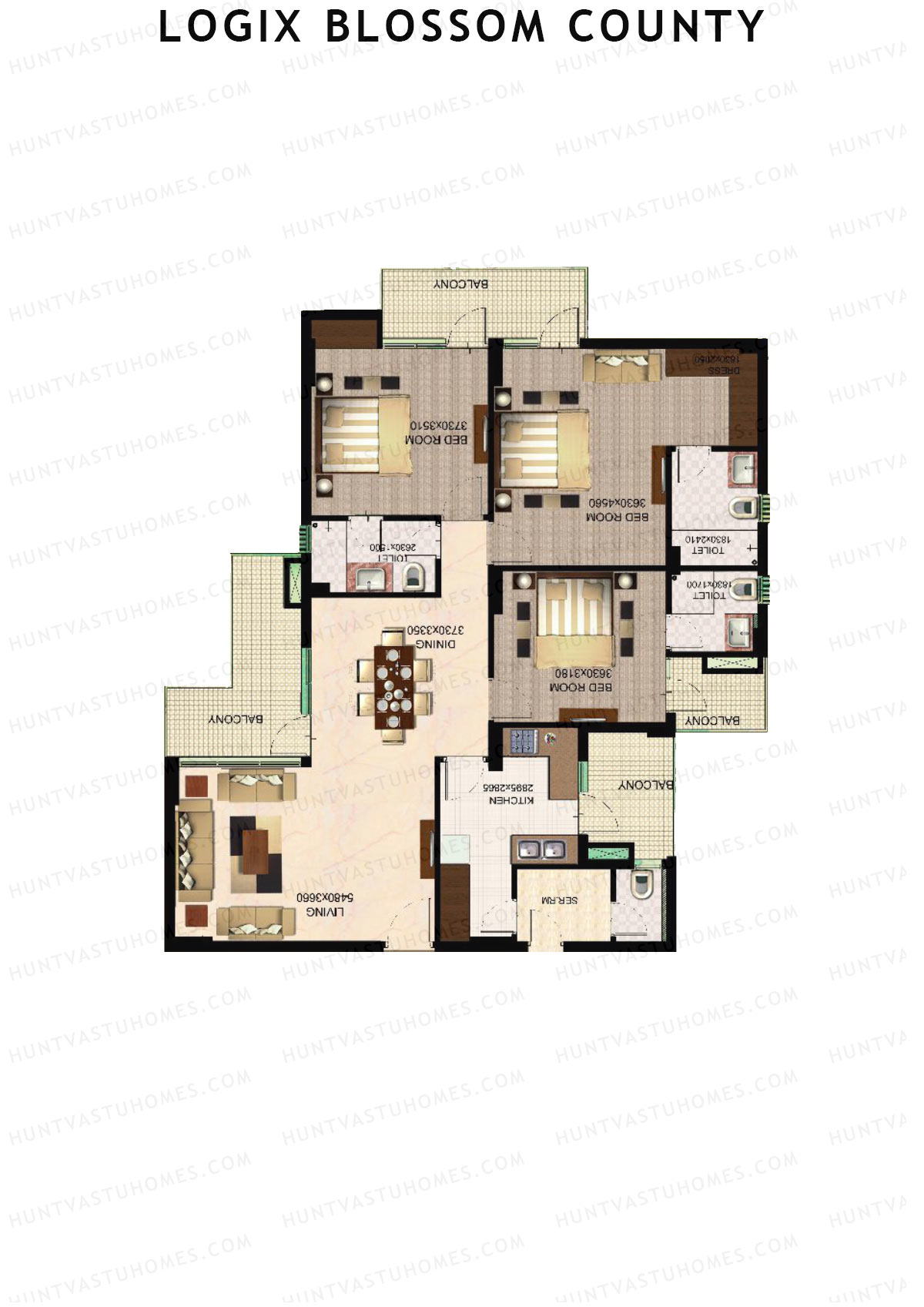 Logix Blossom County Tower D Unit 6 (Type 6) Floor Plan