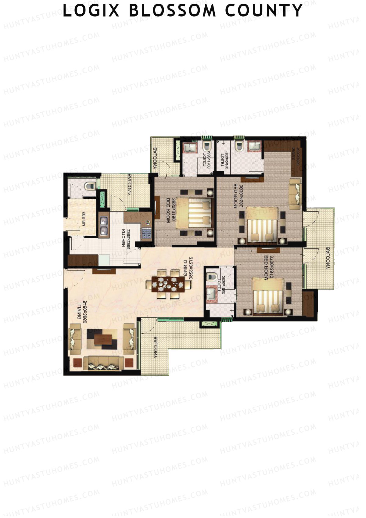 Logix Blossom County Tower F Unit 1 (Type 6) Floor Plan