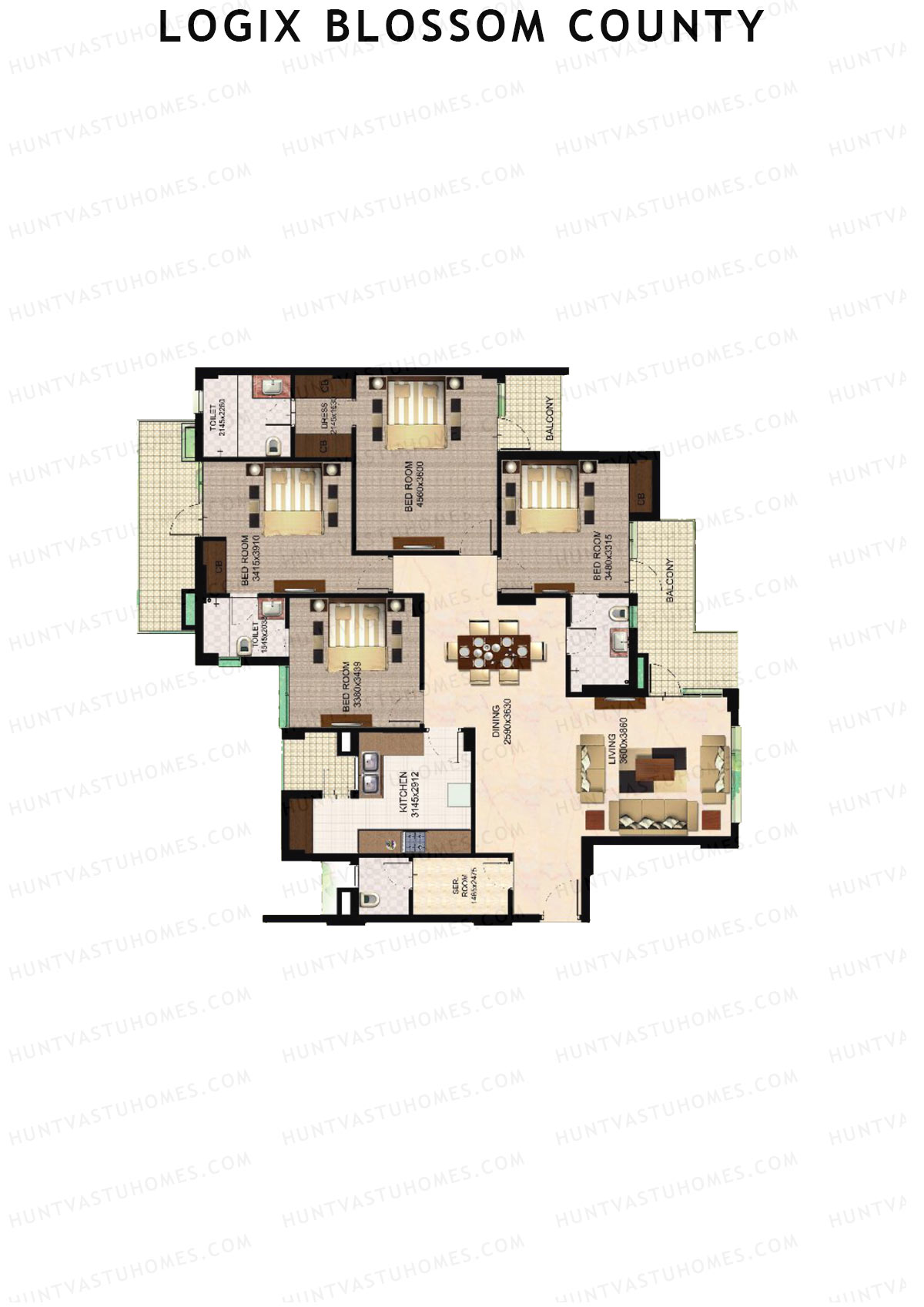 Logix Blossom County Tower F Unit 5 (Type 7A) Floor Plan