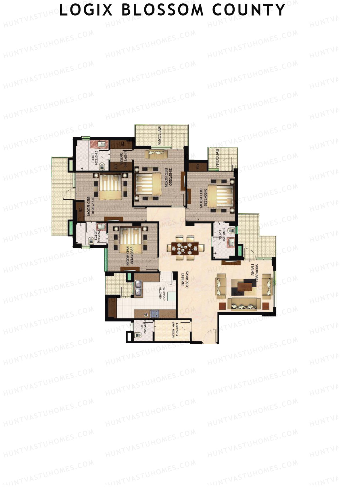 Logix Blossom County Tower G Unit 5 (Type 7) Floor Plan