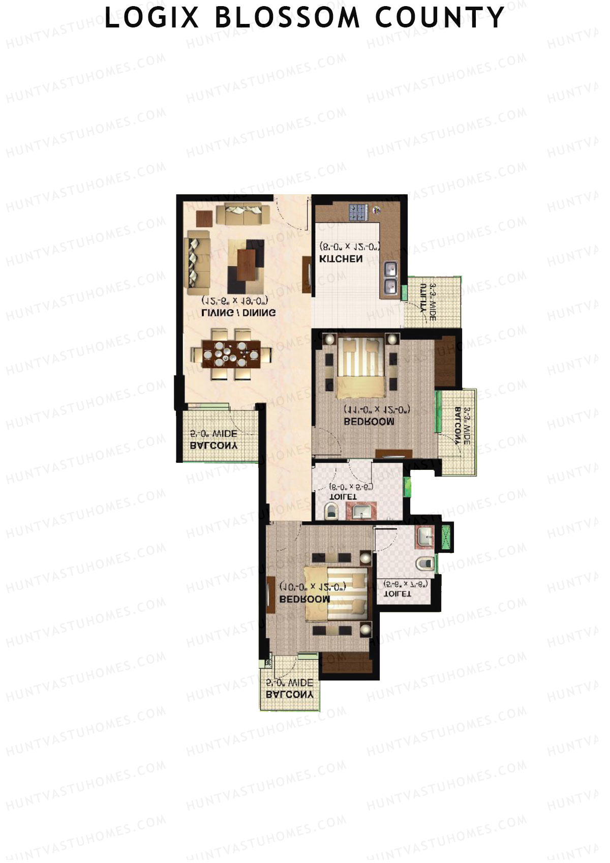 Logix Blossom County Tower H Unit 1 (Type 2) Floor Plan