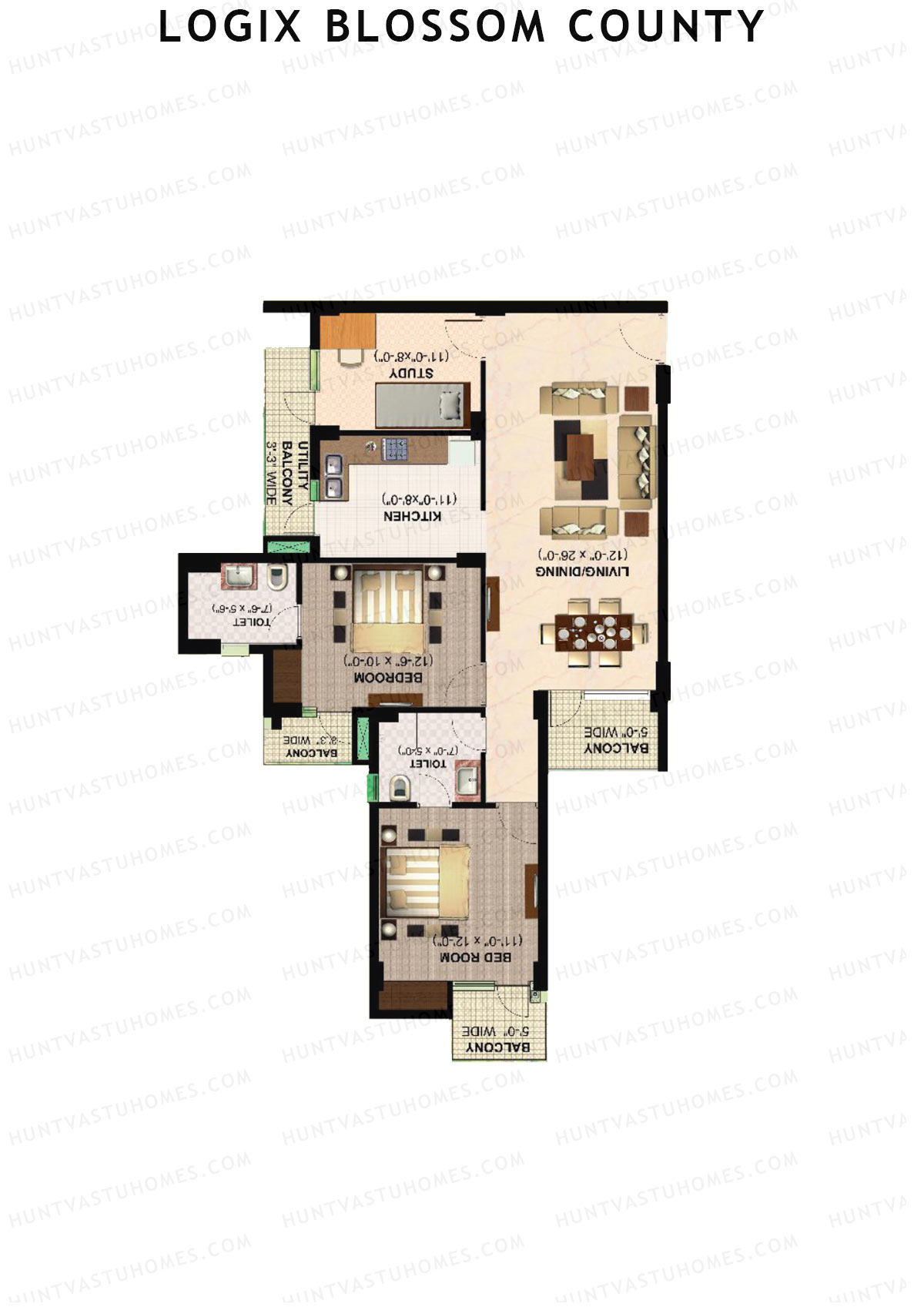 Logix Blossom County Tower H Unit 2 (Type 3) Floor Plan