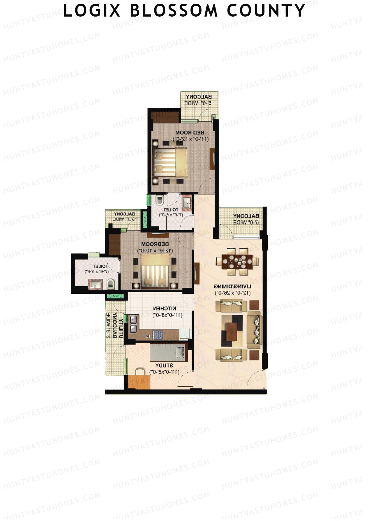 Logix Blossom County Tower H Unit 3 (Type 3) Floor Plan
