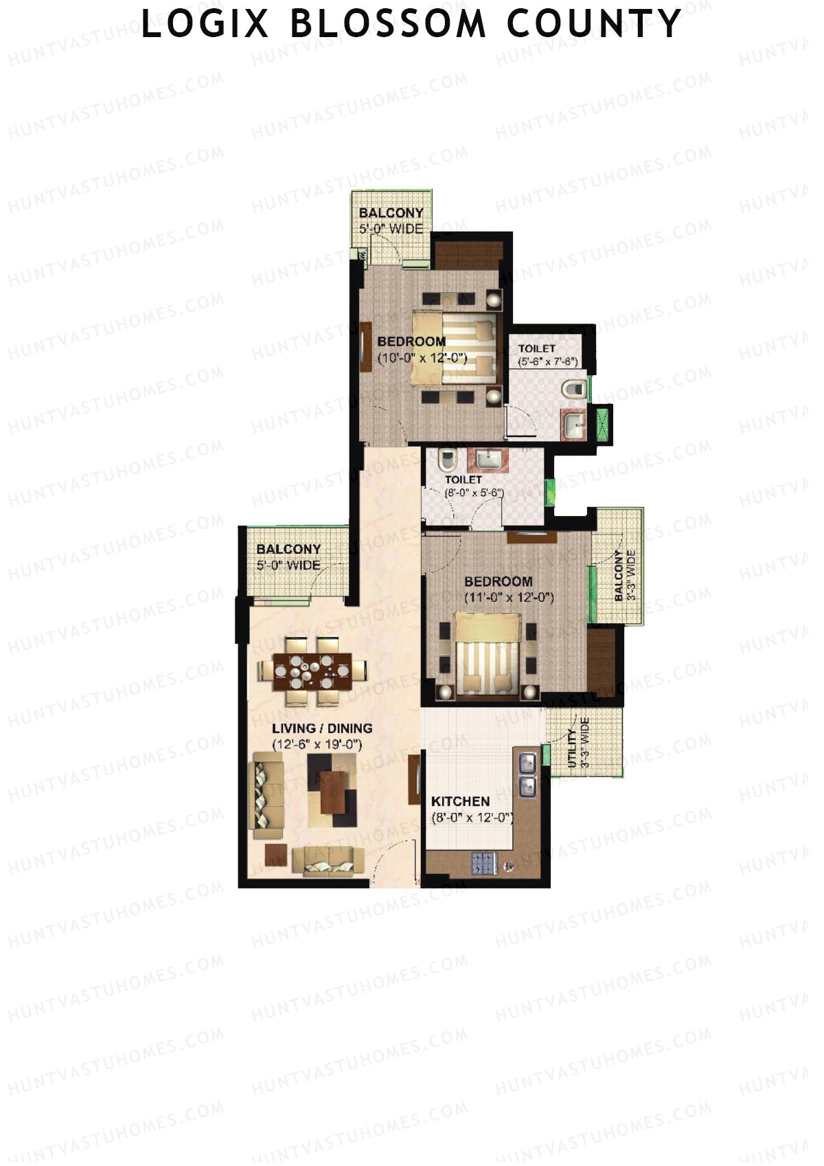 Logix Blossom County Tower H Unit 4 (Type 2) Floor Plan