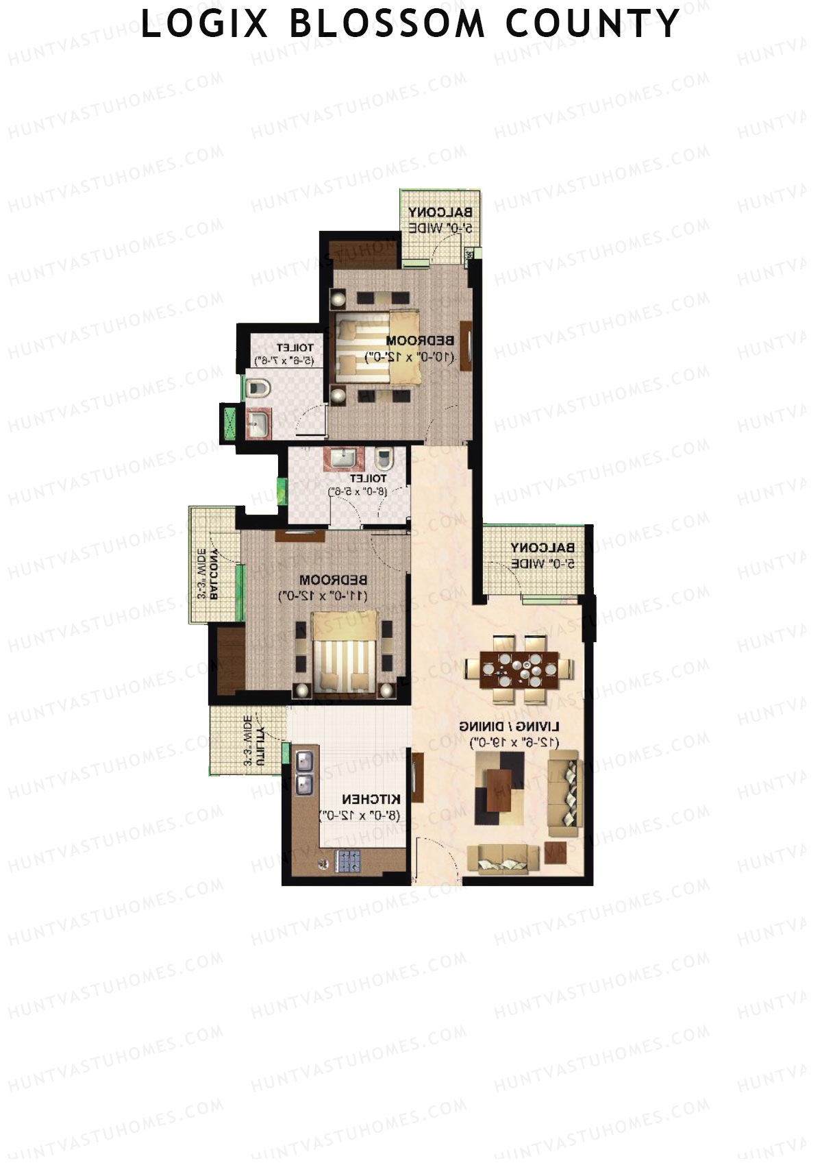 Logix Blossom County Tower H Unit 5 (Type 2) Floor Plan