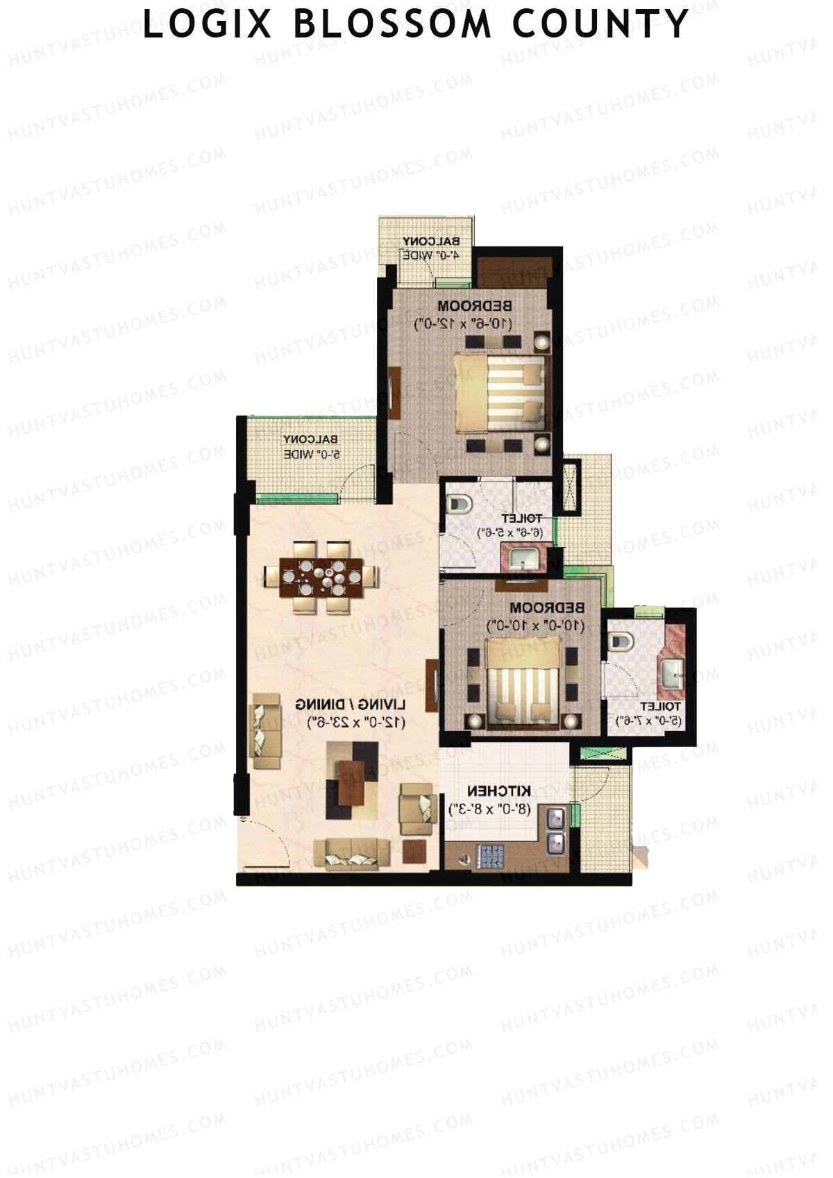 Logix Blossom County Tower H Unit 6 (Type 1) Floor Plan