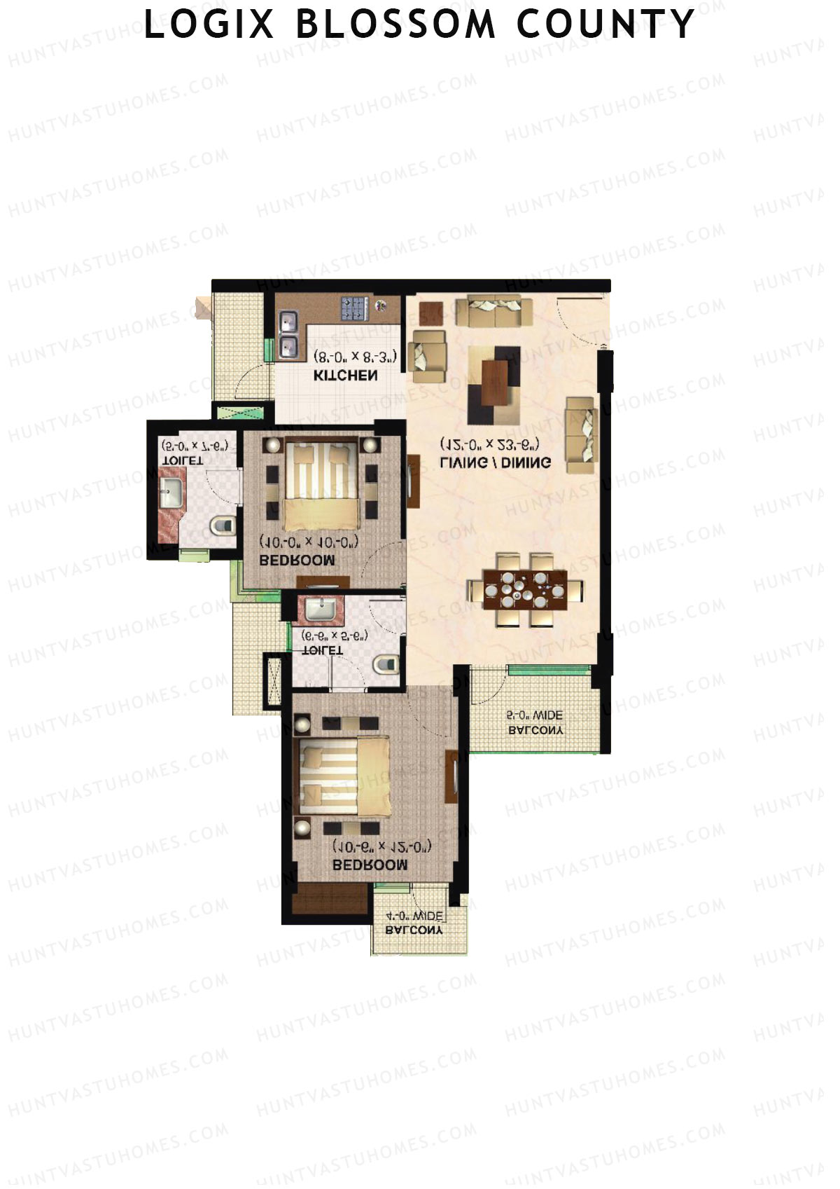 Logix Blossom County Tower I Unit 2 (Type 1) Floor Plan