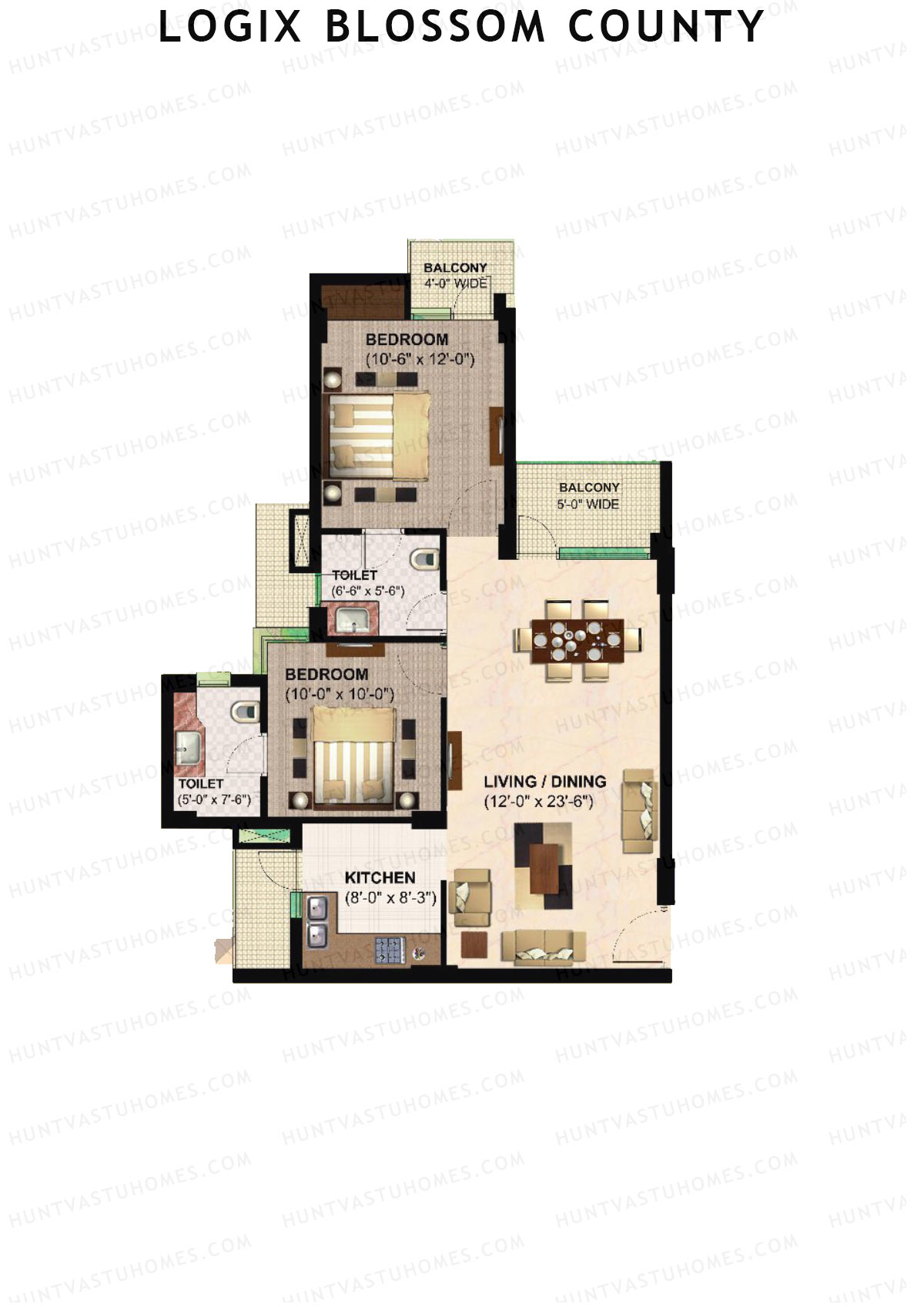 Logix Blossom County Tower I Unit 3 (Type 1) Floor Plan