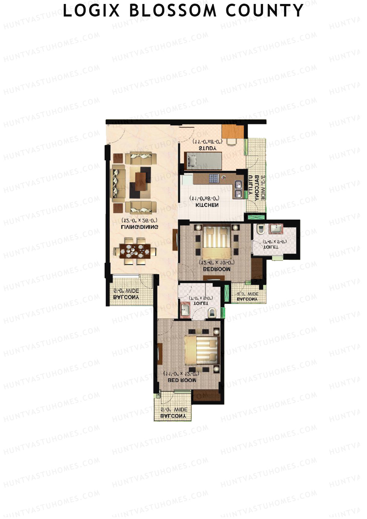 Logix Blossom County Tower I Unit 7 (Type 3) Floor Plan