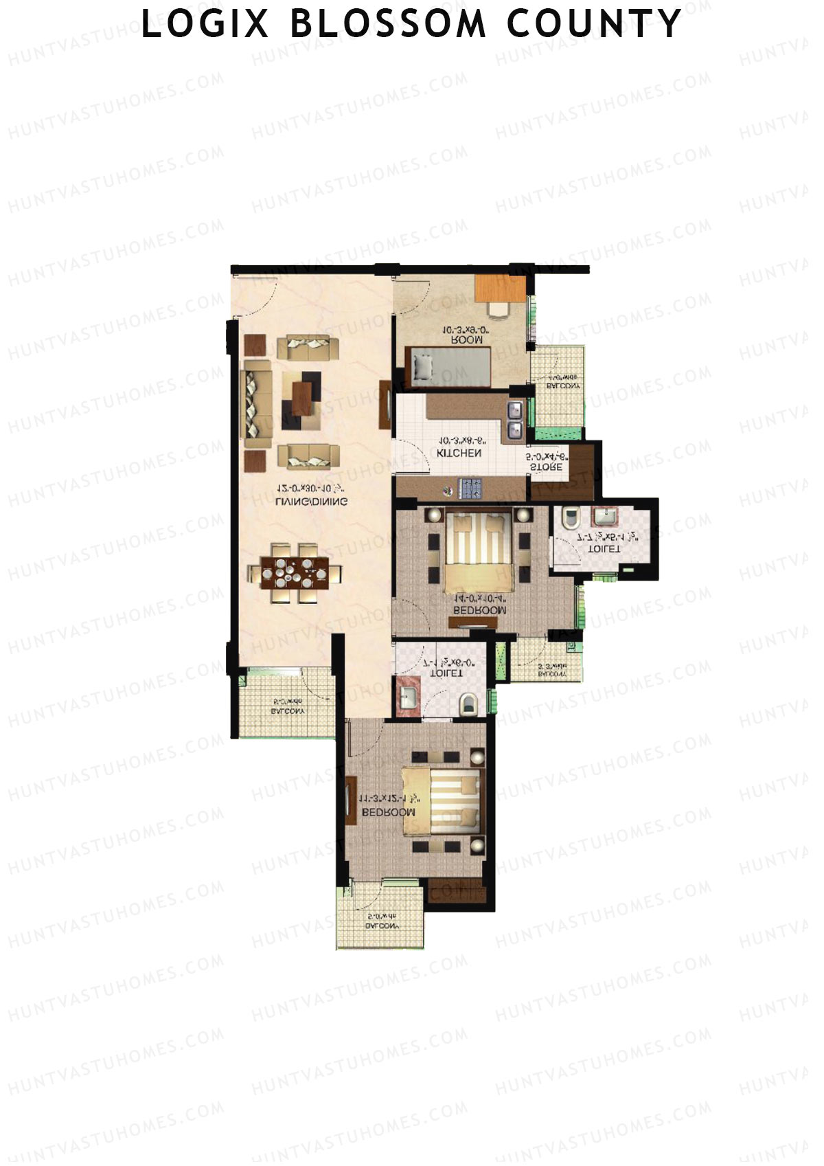 Logix Blossom County Tower I Unit 7 (Type 4) Floor Plan