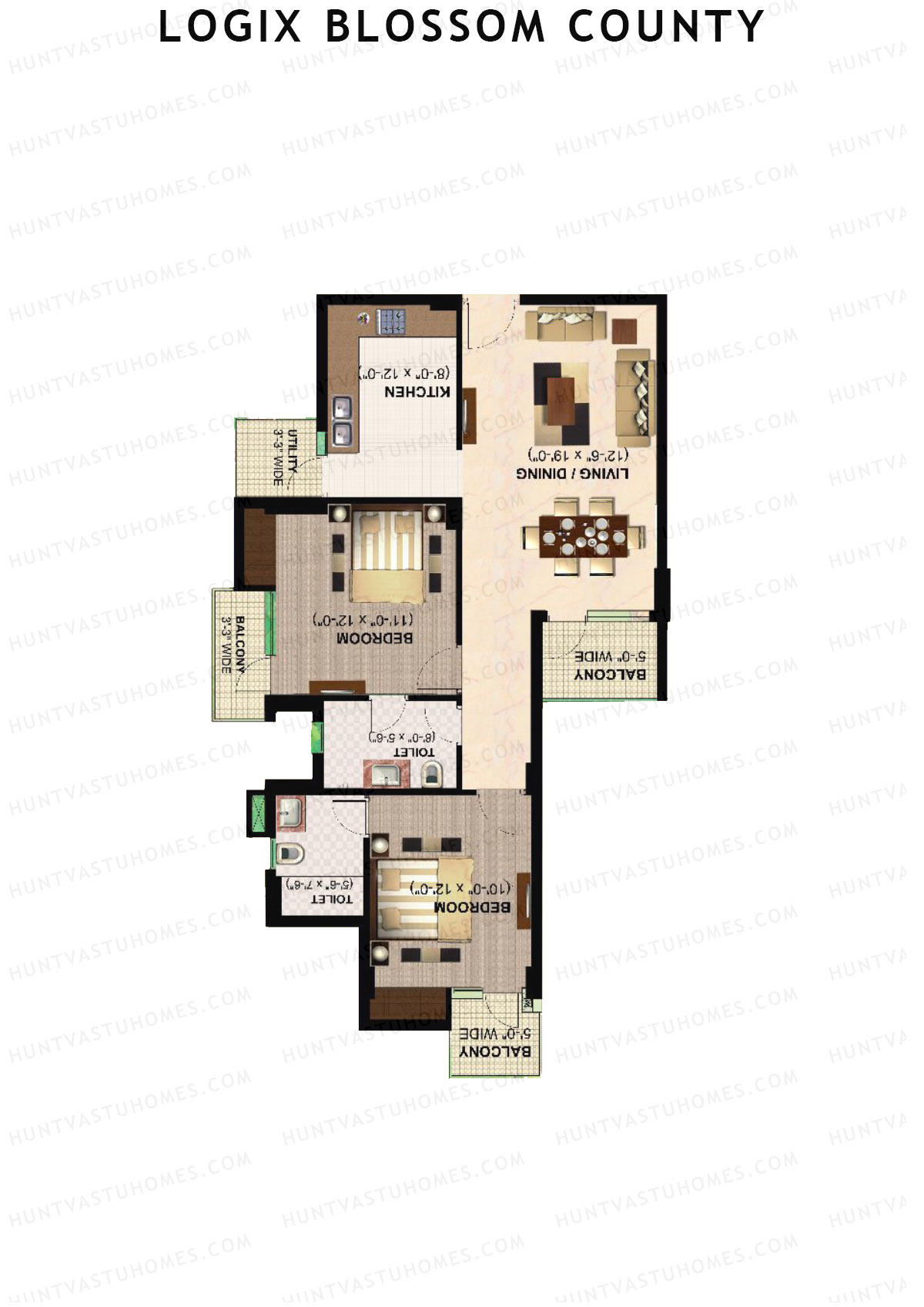 Logix Blossom County Tower I Unit 8 (Type 2) Floor Plan