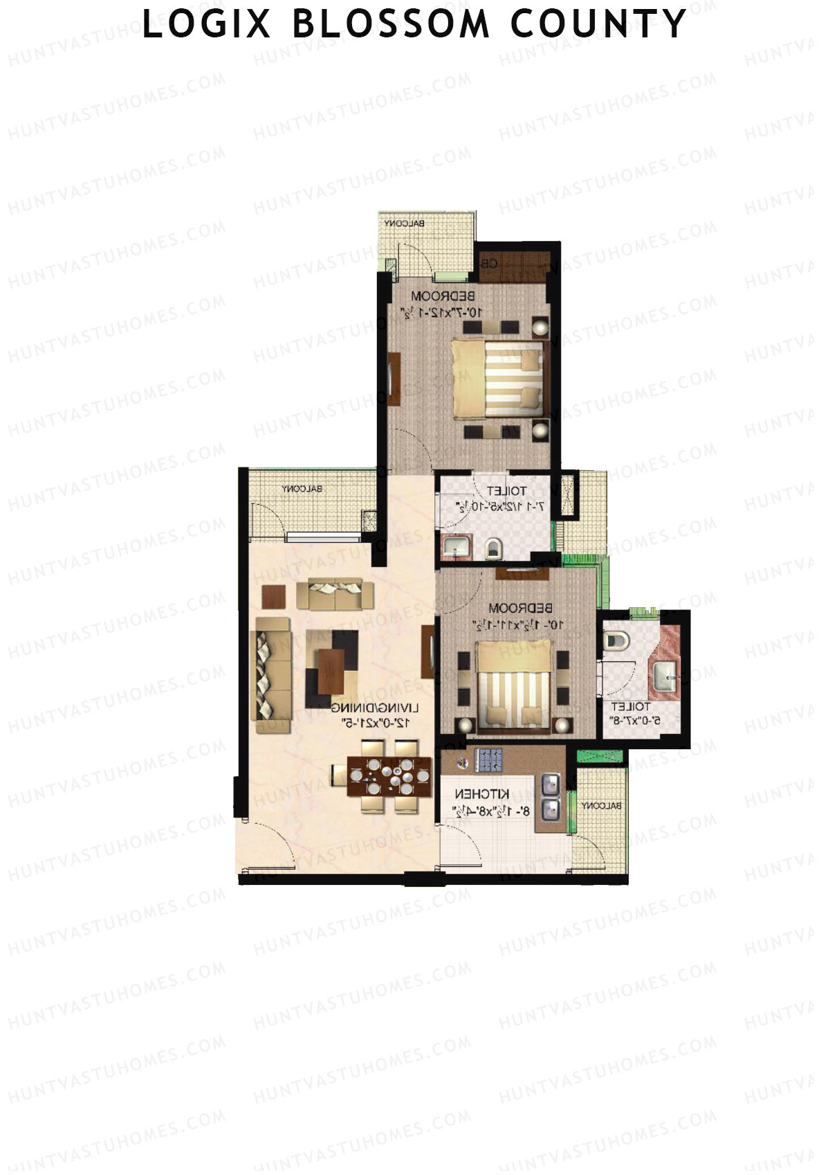 Logix Blossom County Tower J1 Unit 6 (Type 1A) Floor Plan