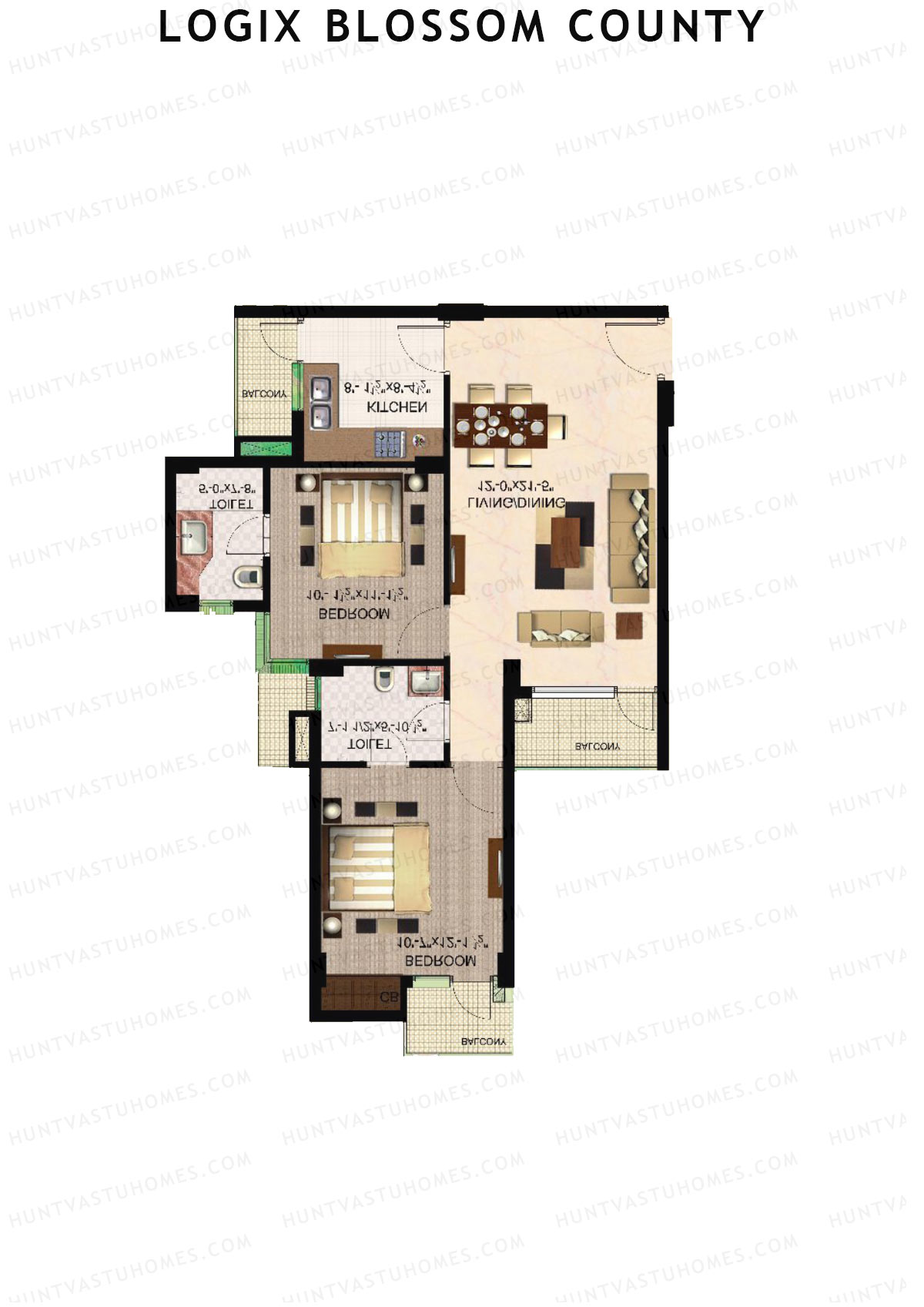 Logix Blossom County Tower M Unit 2 (Type 1A) Floor Plan